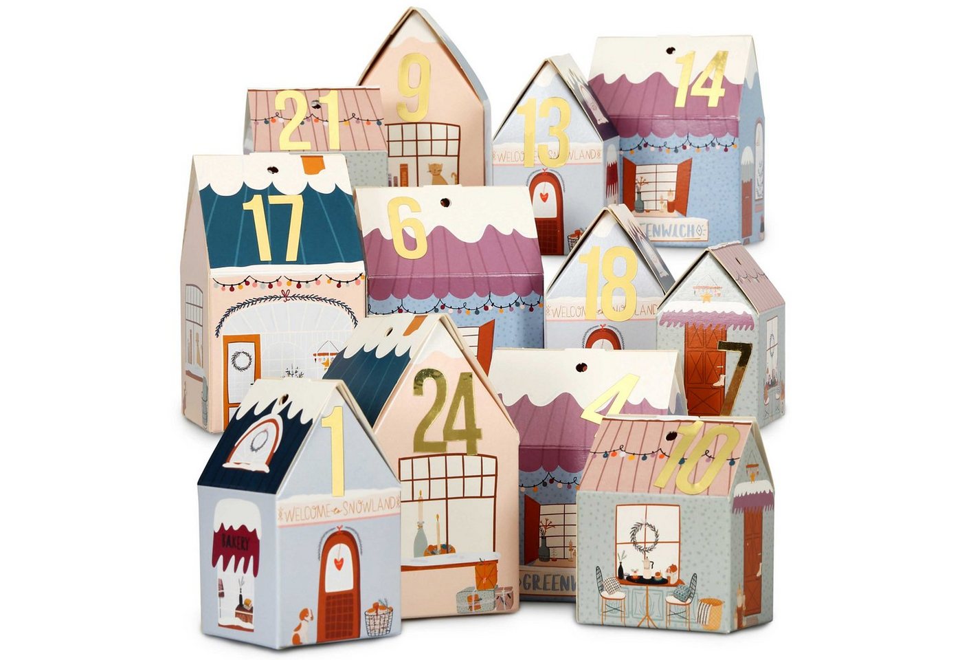 PAPIERDRACHEN befüllbarer Adventskalender DIY Adventskalender zum Basteln und Befüllen - Häuser Set