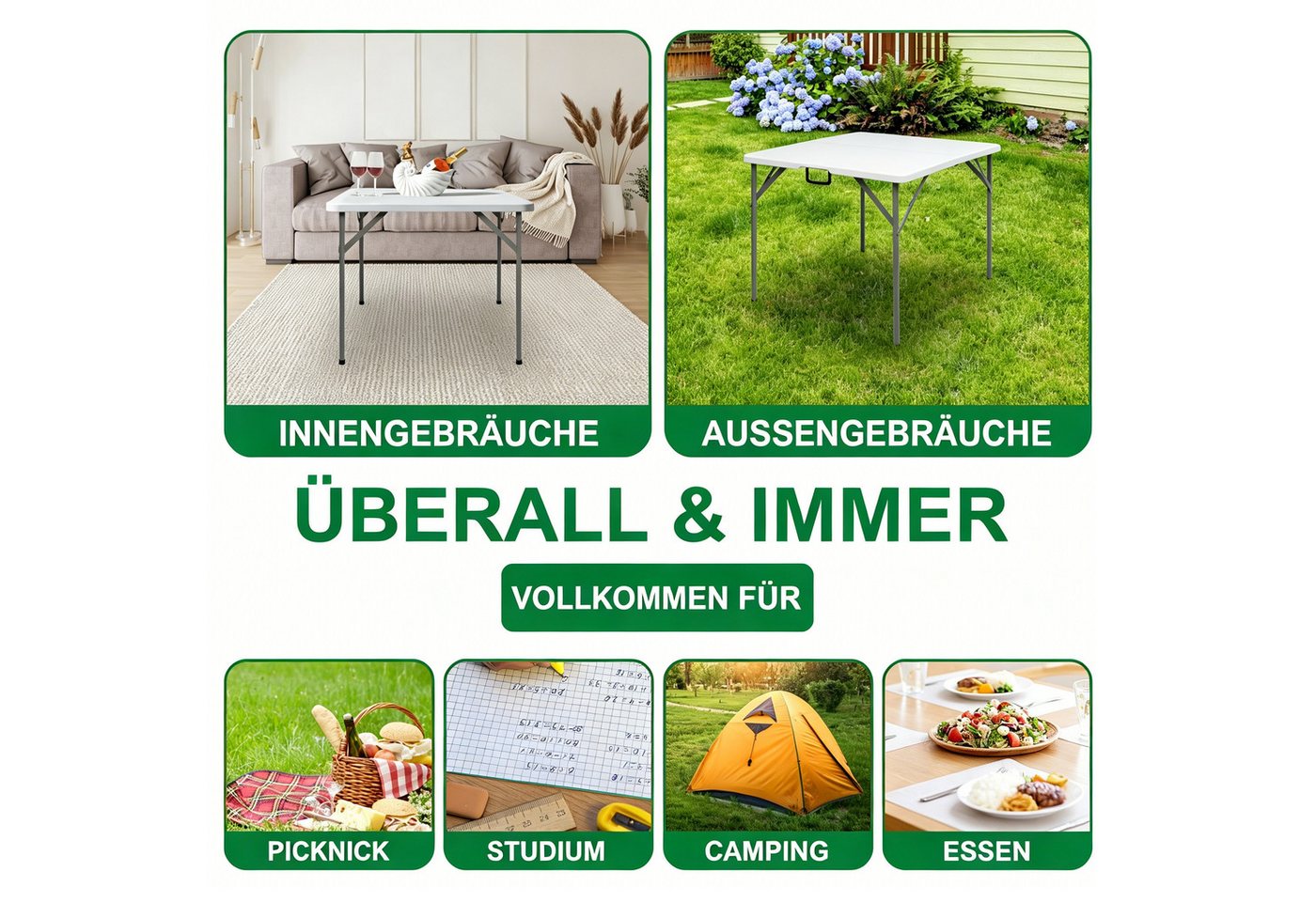 LEADZM Gartentisch Gartentisch, Buffettisch Klappbar, Klapptisch Balkontisch klappbar Bild 3
