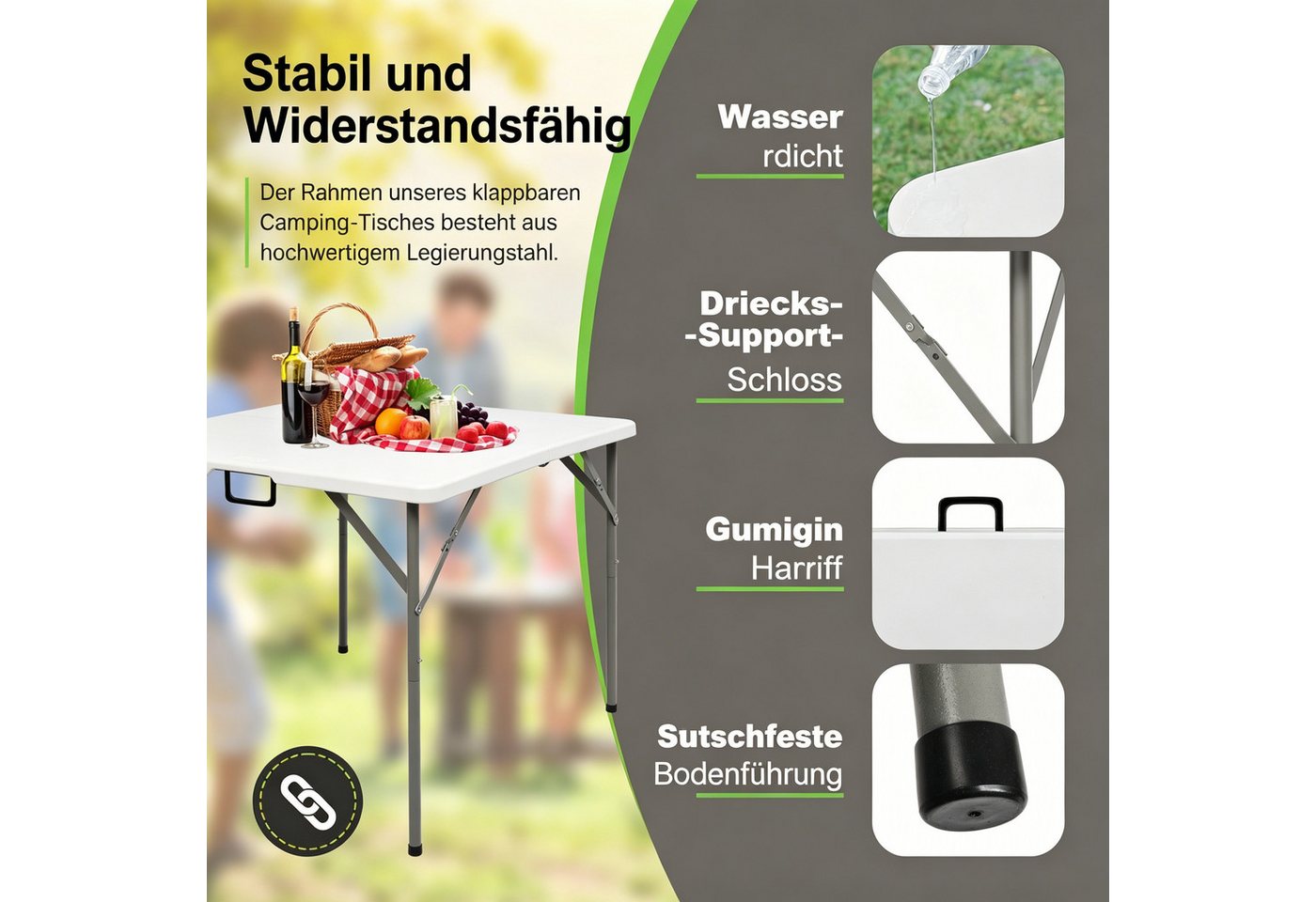 LEADZM Gartentisch Gartentisch, Buffettisch Klappbar, Klapptisch Balkontisch klappbar Bild 4