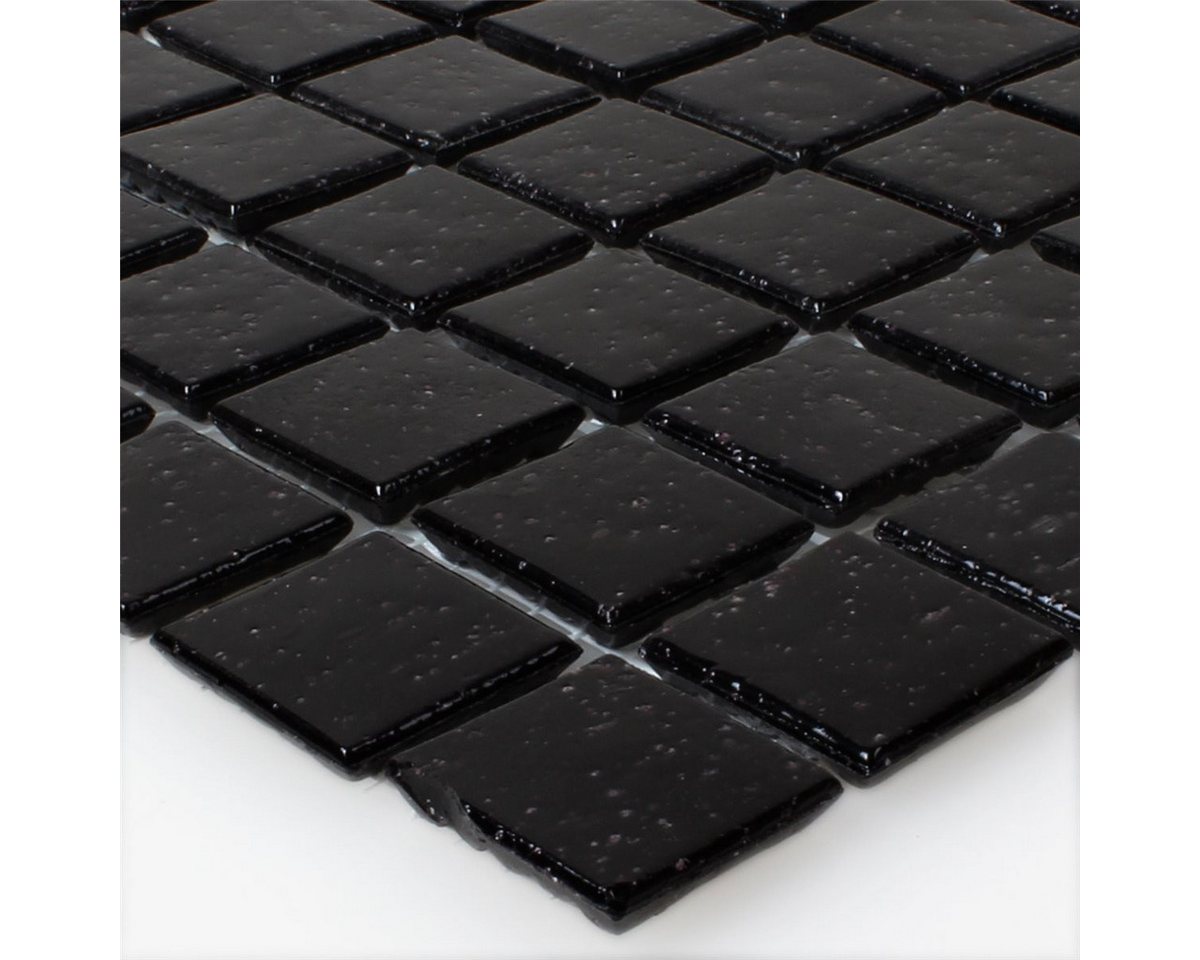 Mosafil Mosaikfliesen Glasmosaik Fliesen Kimberley Schwarz Uni Glänzend, Glas 32.700x30.500, schwarz, Verlegefertig auf ein Netz geklebt - Frostsicher - Wasserfest Bild 2