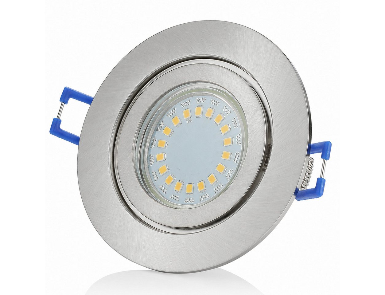 Sweet LED LED Einbaustrahler 12er Set IP44 GU10 5W 3000K Chrom Bad Spots 230V 430lm Aluminium, LED wechselbar, 3000K - Warmweiß, Deckenspots, Ø84 mm, Einbauleuchten Bild 2