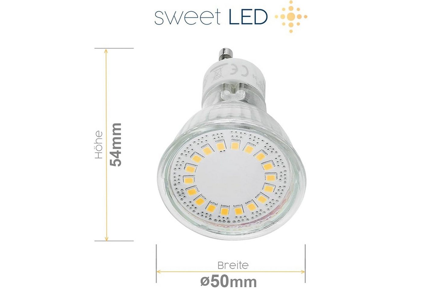 Sweet LED LED Einbaustrahler 12er Set IP44 GU10 5W 3000K Chrom Bad Spots 230V 430lm Aluminium, LED wechselbar, 3000K - Warmweiß, Deckenspots, Ø84 mm, Einbauleuchten Bild 5