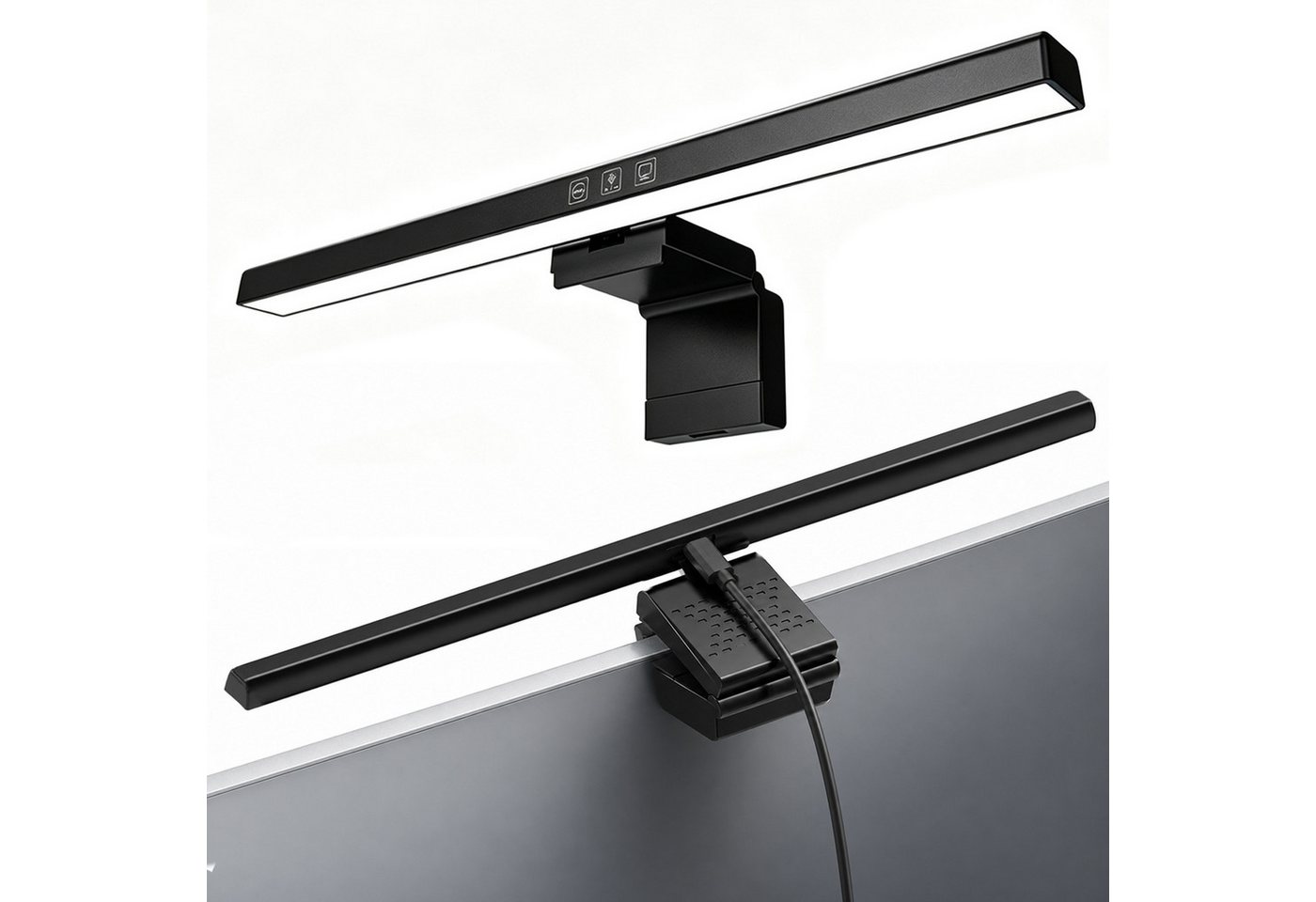 BOOD LED Schreibtischlampe Blendfreie Monitorleuchte für Schreibtisch, 3 Farbtemperaturen, USB, LED fest integriert, Naturweiß, Kaltweiß, Warmweiß, Drei Farbtemperaturen, stufenloses Dimmen, einfache Montage