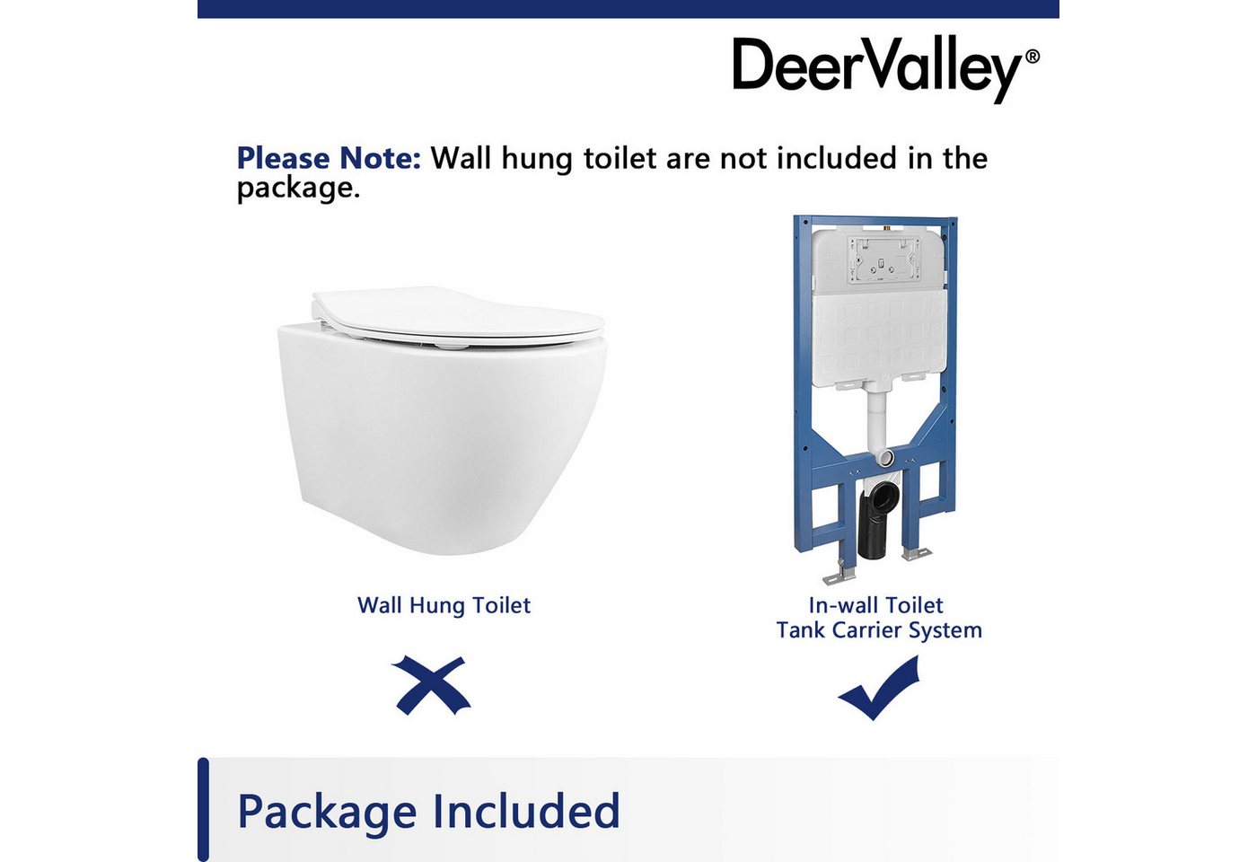 DeerValley Vorwandelement WC Vorwandelement für Wand-WC mit Unterputzspülkasten