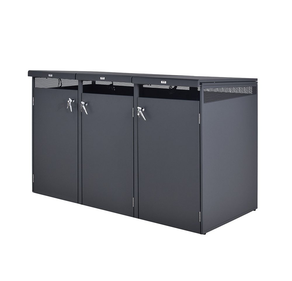 HOME DELUXE Mülltonnenbox ASORO (3er-Set), verriegelbar & Verzinktes Stahlblech Bild 2