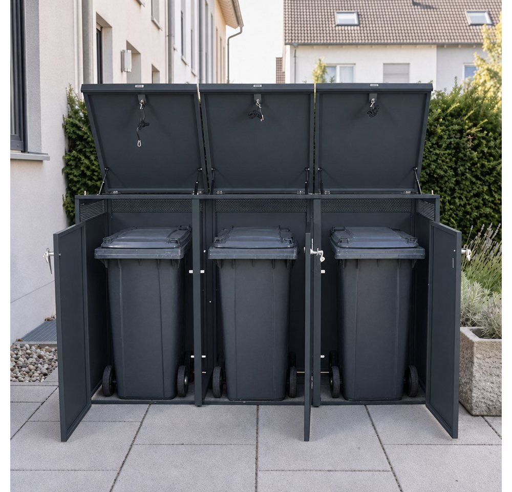 HOME DELUXE Mülltonnenbox ASORO (3er-Set), verriegelbar & Verzinktes Stahlblech Bild 4