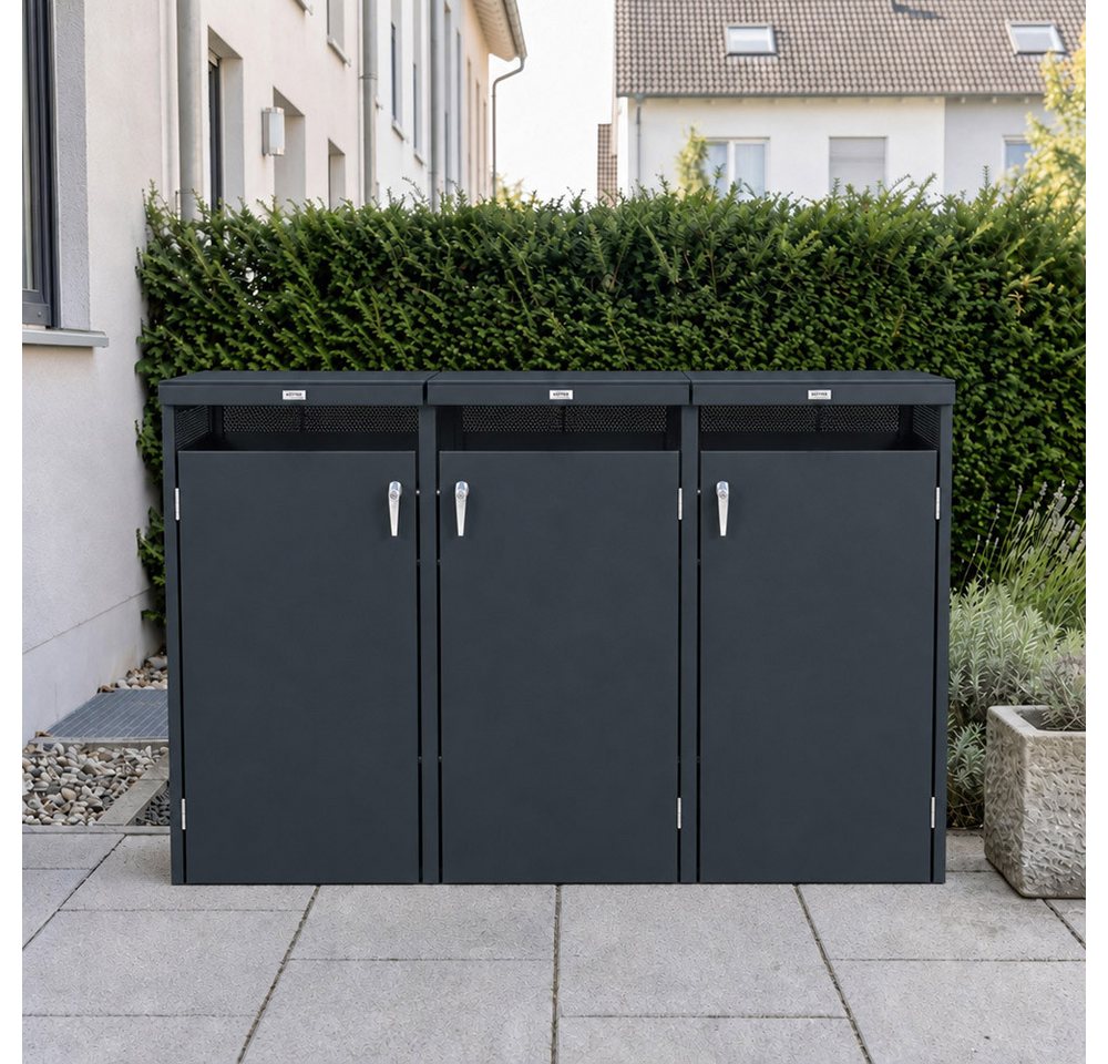 HOME DELUXE Mülltonnenbox ASORO (3er-Set), verriegelbar & Verzinktes Stahlblech Bild 5
