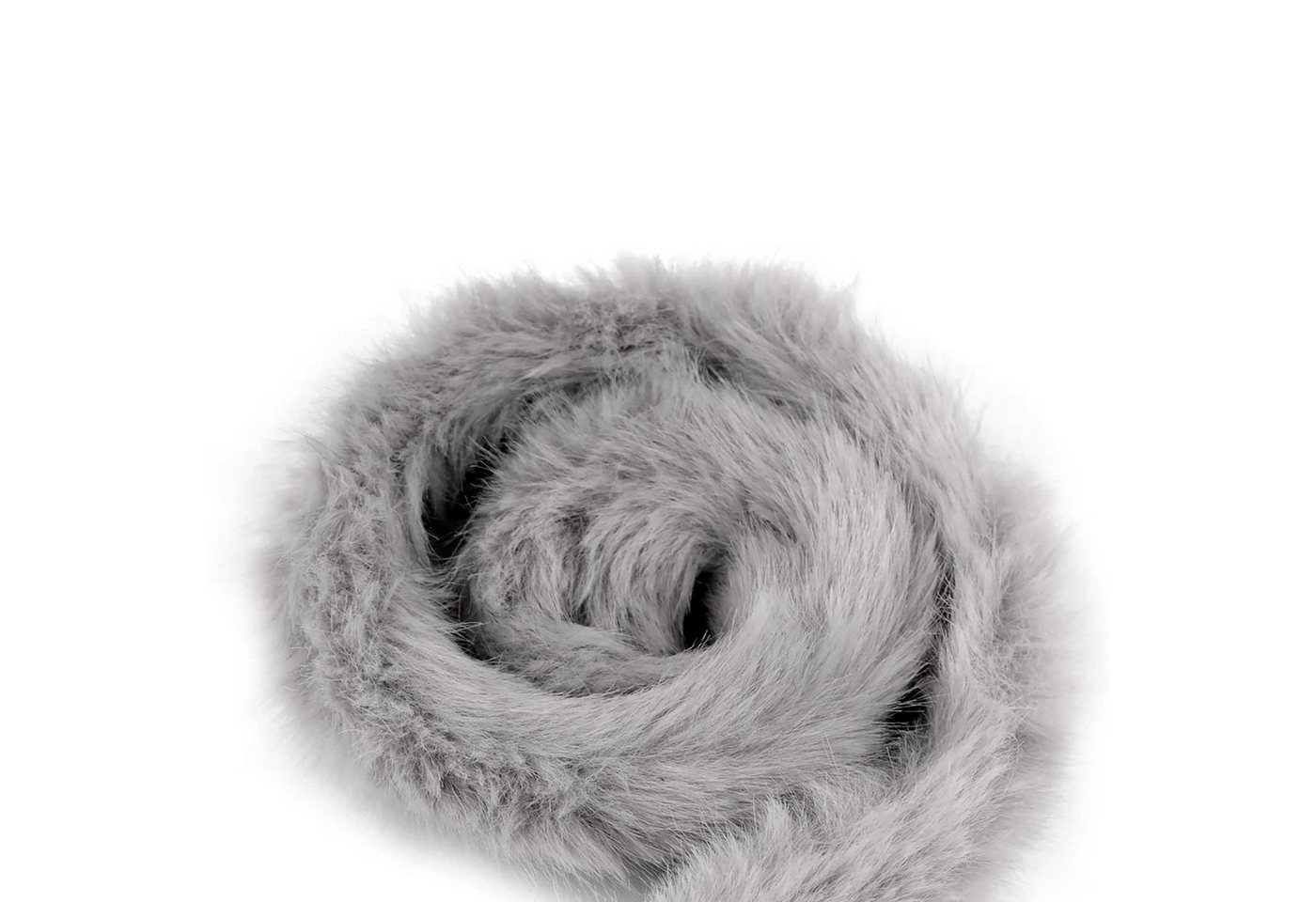 maDDma Webband Fellborte ab 1m x 2 cm Meterware Fellbesatz Kunstfell Fellstrang, hellgrau Bild 3