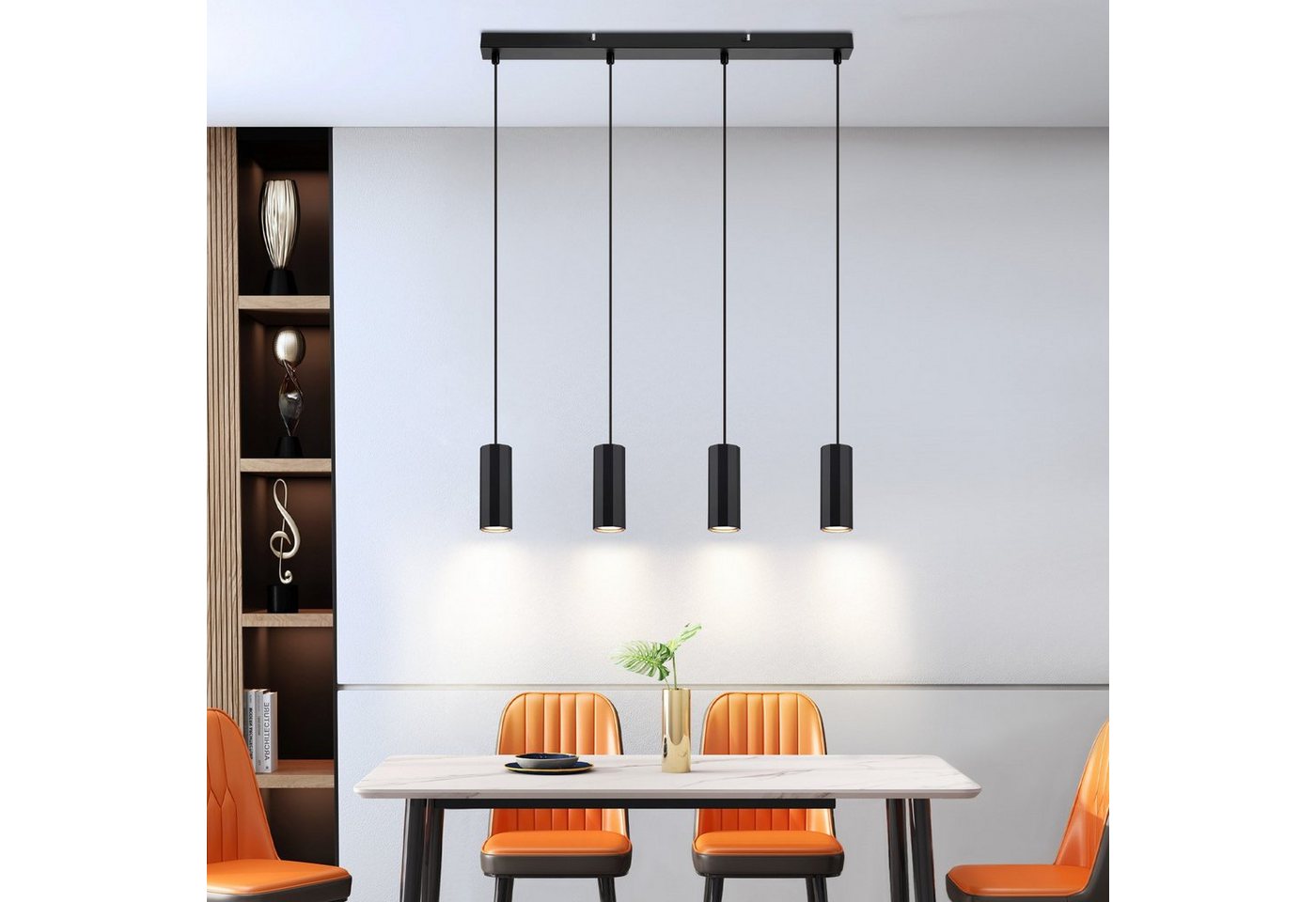 Nettlife Pendelleuchte 1/3/4flammig Schwarz Hängelampe GU10 Esstisch Wohnzimmer Retro, ohne Leuchtmittel, für Esszimmer Küche Flur Wohnzimmer Schlafzimmer Bild 4