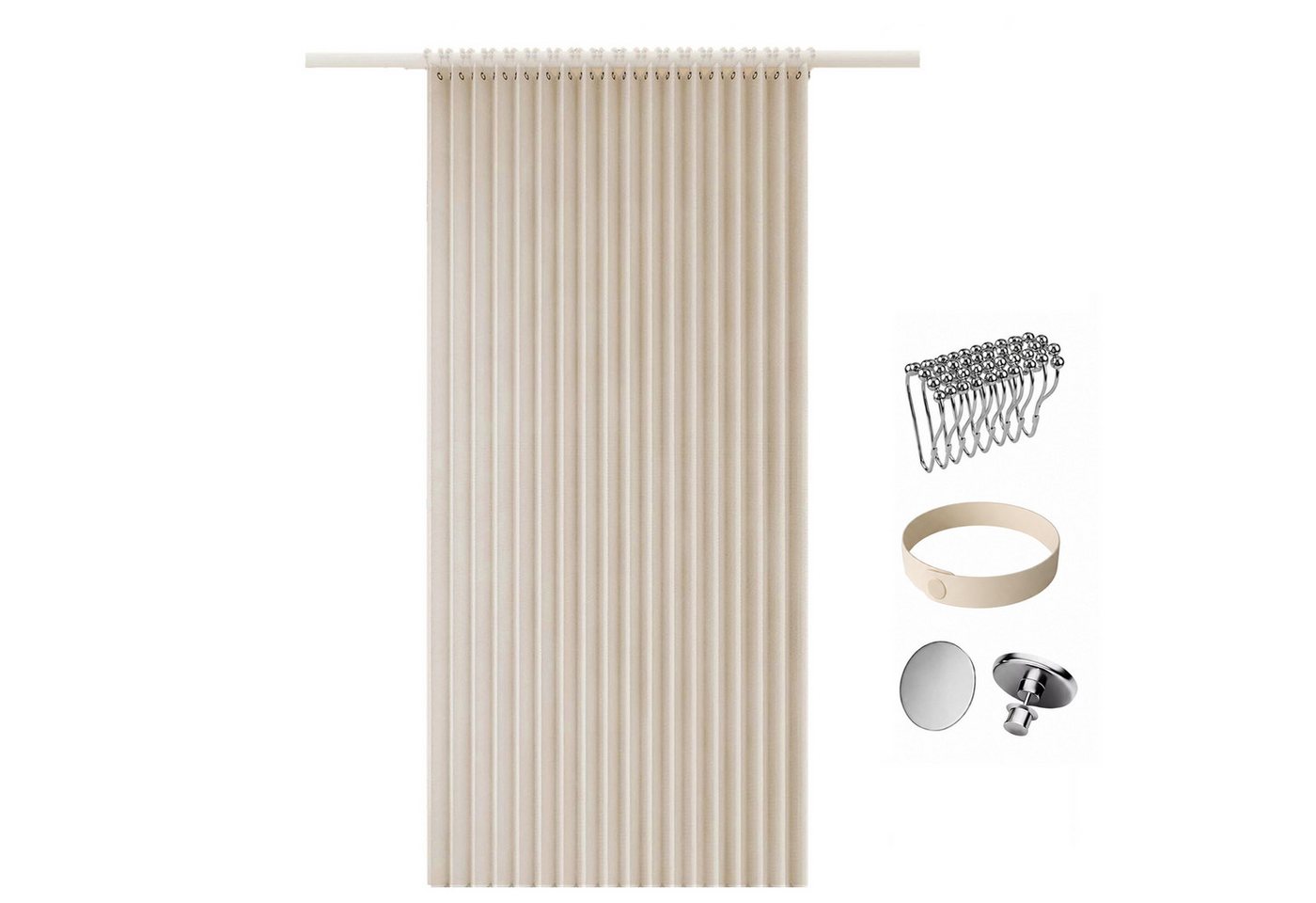Zyronn Duschvorhang Magnet Duschvorhang Leinenoptik – Wasserabweisend, Faltbar Breite 200 cm (1-tlg), Raumteiler für Badezimmer, Dusche & Schlafzimmer Bild 5