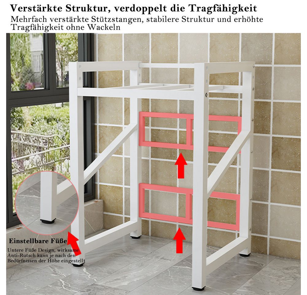 TUWENA Regal Regal über Waschmaschine, Höhenverstellbarer Lagerregal über Trockner, Tragfähigkeit 250 kg,für Waschmaschine und Trockner, 73 * 63 * 105cm Bild 2