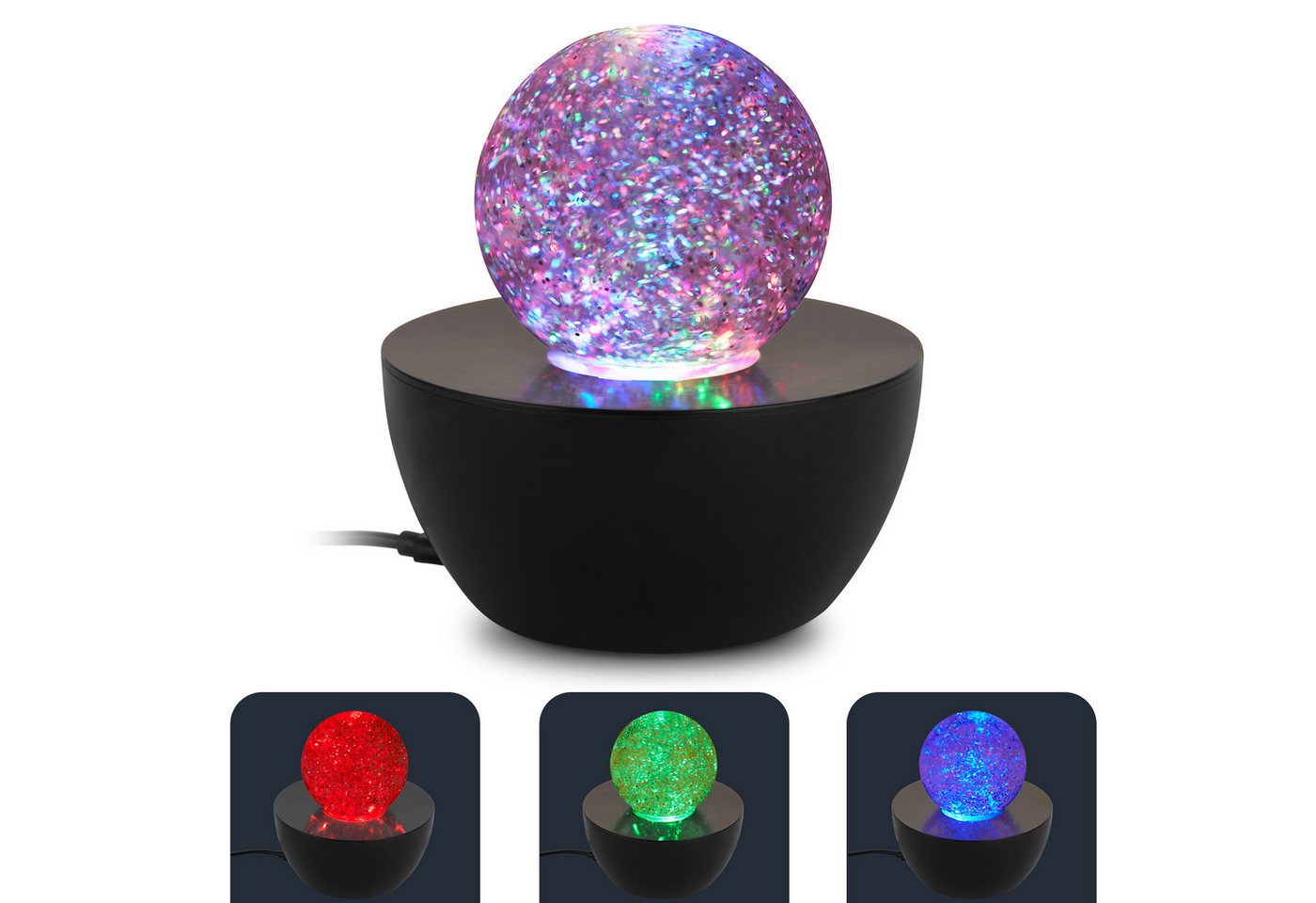 Briloner Leuchten LED Tischleuchte Deko Tischlampe mit Glitzerkugel oder Nebelkugel RGB, Glitzerkugel, LED fest integriert, RGB - Farbwechsler, 12x13,5 cm, Wohnzimmer, Schlafzimmer Bild 2