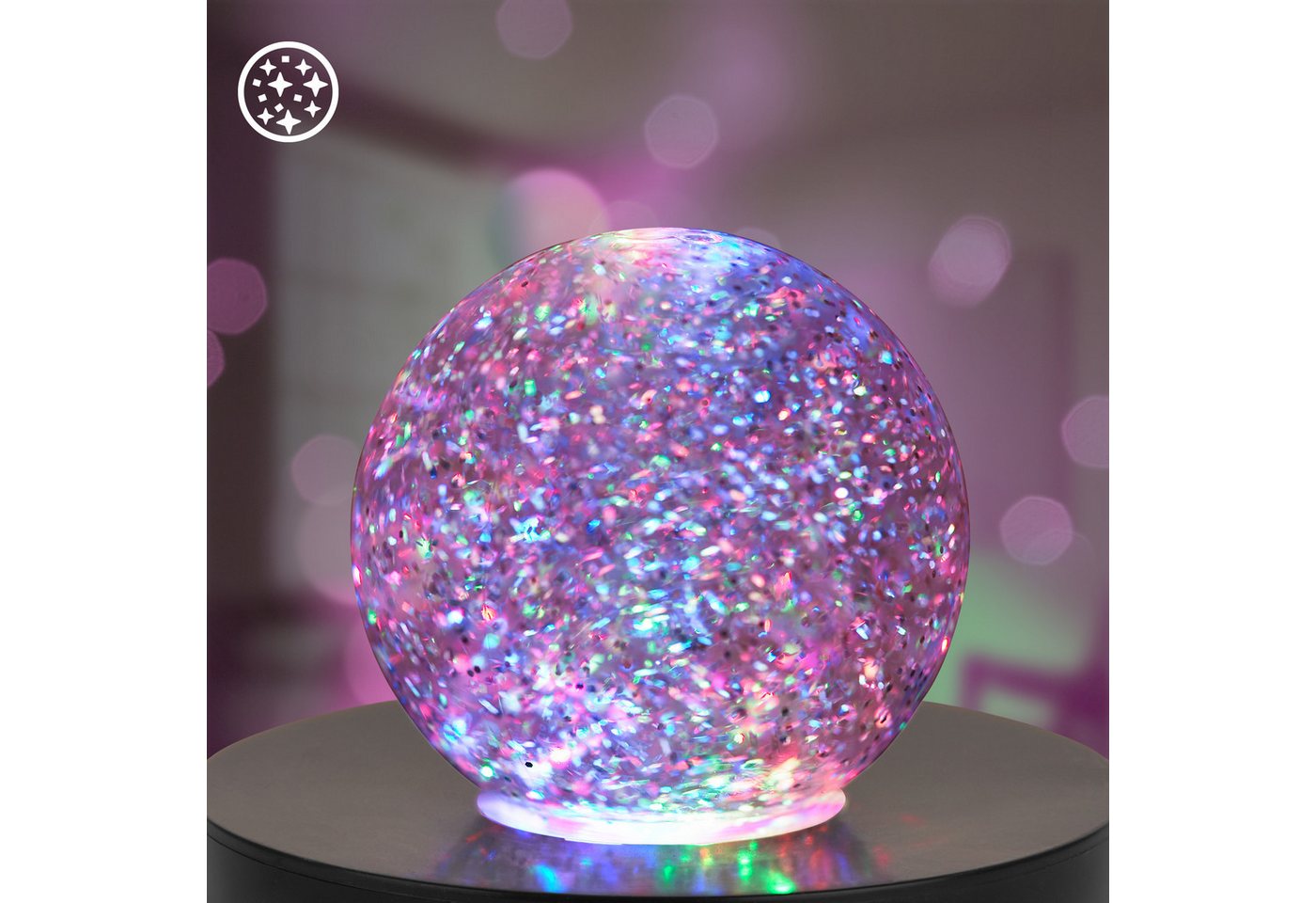 Briloner Leuchten LED Tischleuchte Deko Tischlampe mit Glitzerkugel oder Nebelkugel RGB, Glitzerkugel, LED fest integriert, RGB - Farbwechsler, 12x13,5 cm, Wohnzimmer, Schlafzimmer Bild 5