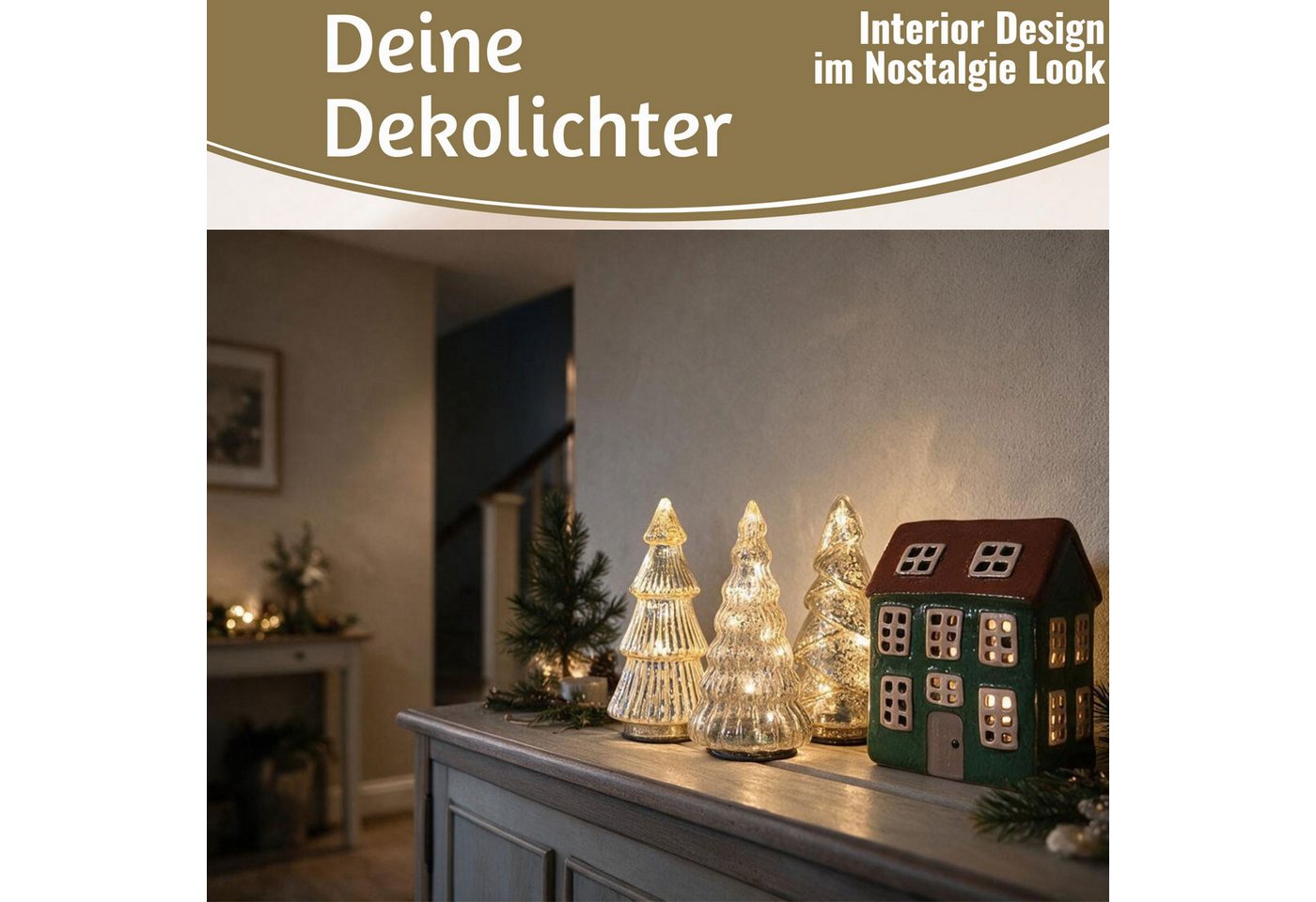 LS-LebenStil Lichterkette 3 Glas Tannenbaum 8 LED 15cm Silber Set Weihnachtsbaum Beleuchtet Time, 8-flammig, Xmas Dekolicht Fensterdekoration Weihnachtsbeleuchtung Weihnachtsdeko Bild 5