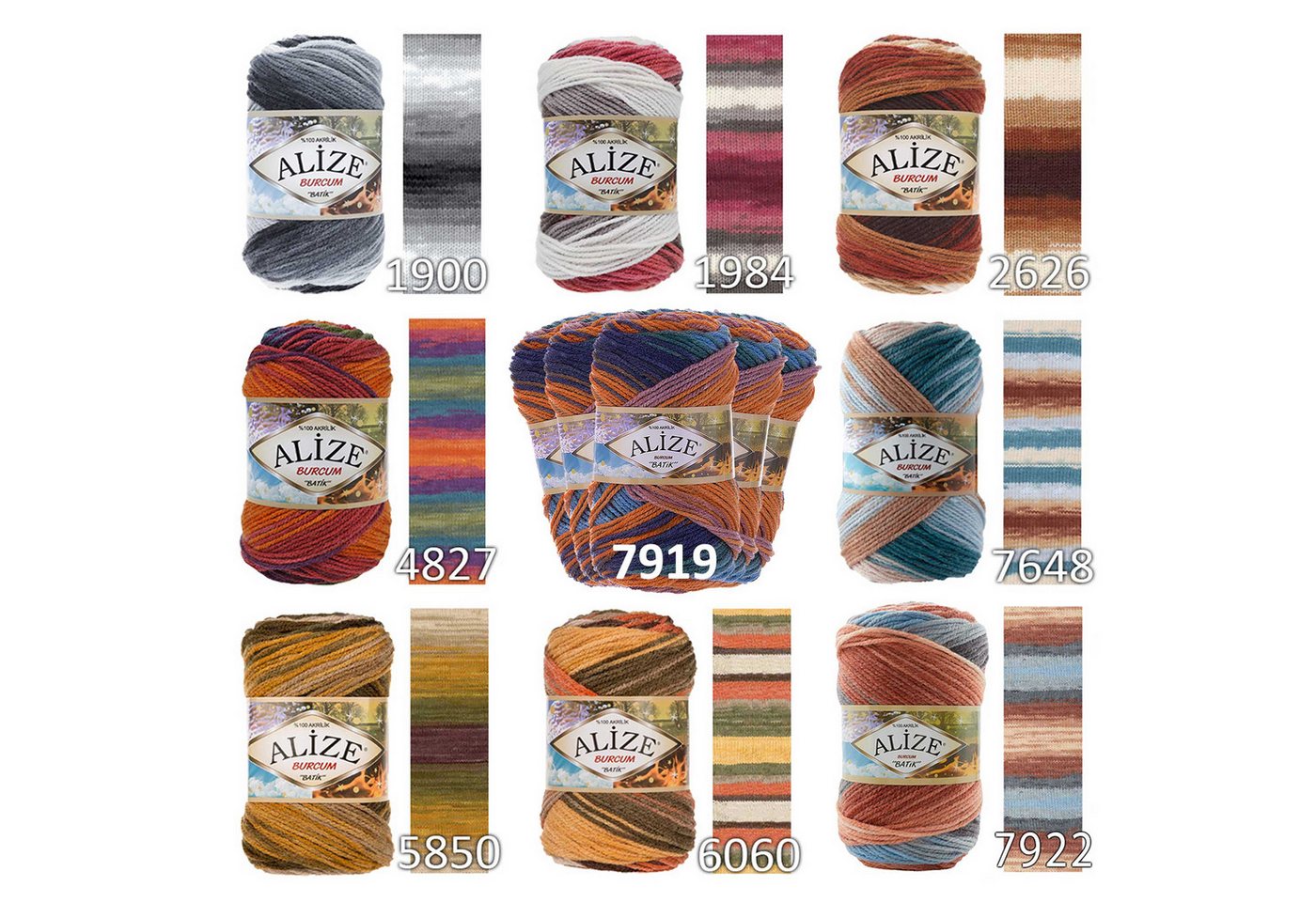 Alize 500g Strickgarn ALIZE BURCUM Batik Wolle Winter Handstrickgarn Effektgarn, 1050 m (Paket, 5-St), 1895 weiß-rosa-fuchsi-bordeaux Bild 2