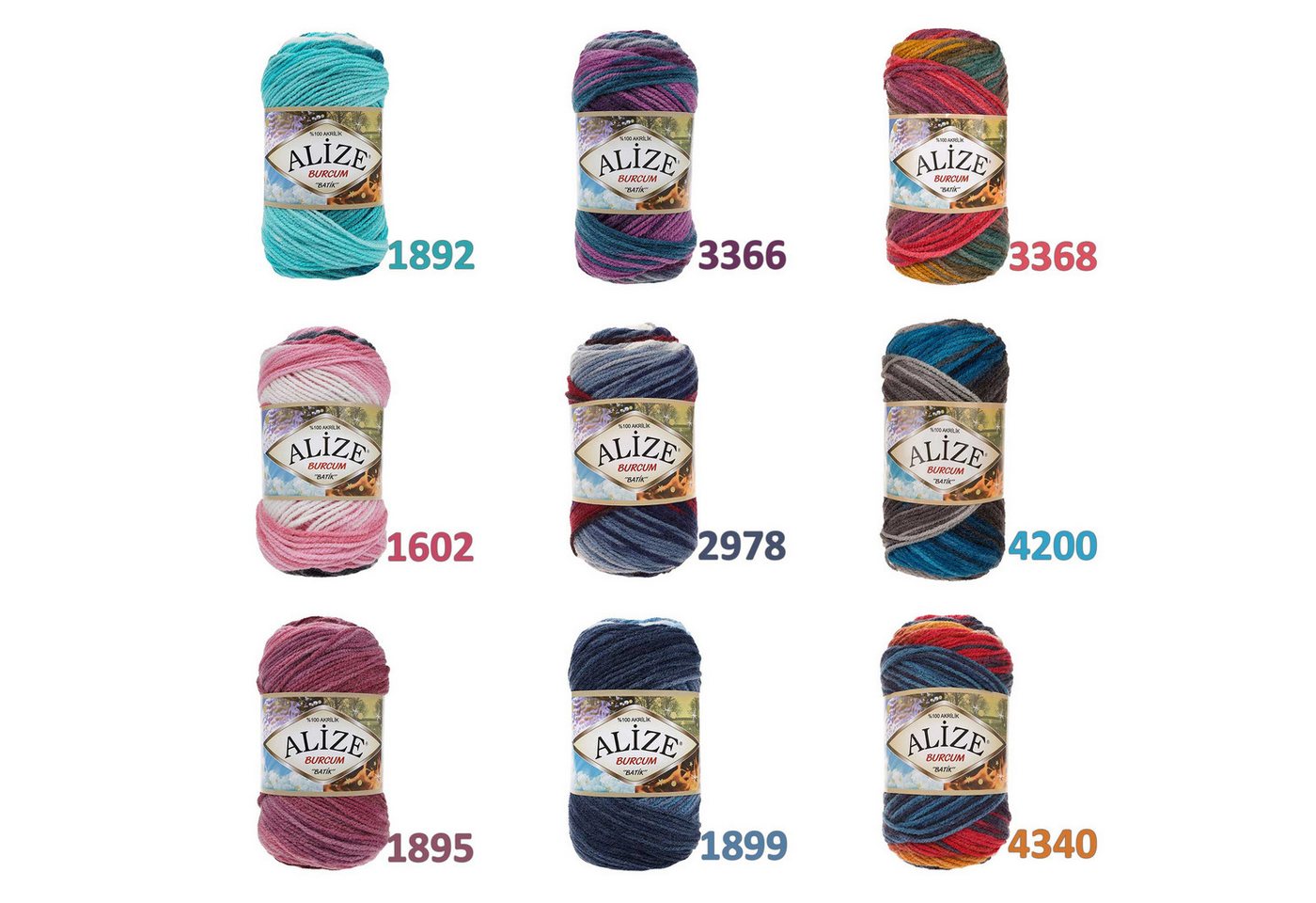 Alize 500g Strickgarn ALIZE BURCUM Batik Wolle Winter Handstrickgarn Effektgarn, 1050 m (Paket, 5-St), 1895 weiß-rosa-fuchsi-bordeaux Bild 4