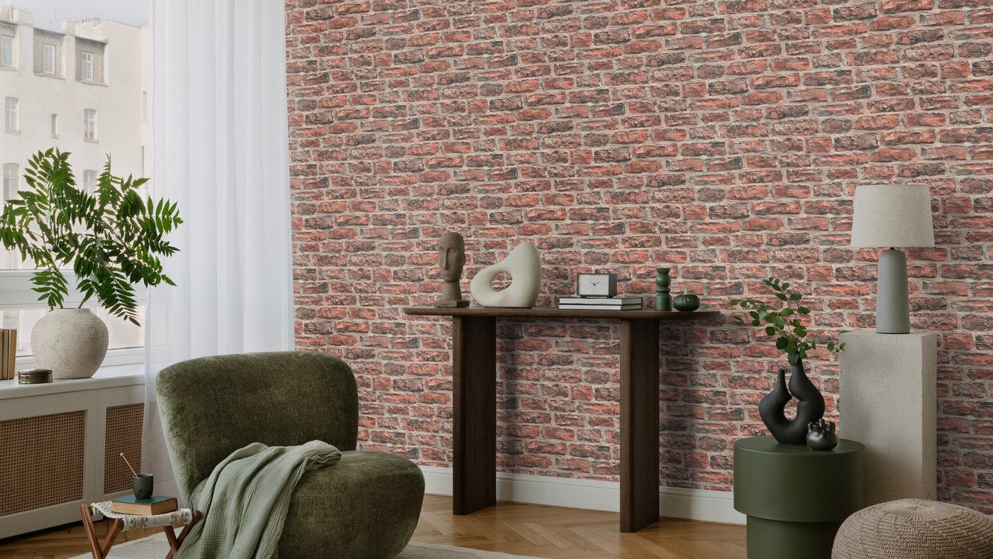 Rasch Vliestapete Steinoptik 3D in Rot und Grau - Brick - Kollektion Factory VI, strukturiert, Steinoptik, Ziegel, Mauer, Mauerwerk, (1 Rolle, 1 St) Bild 2