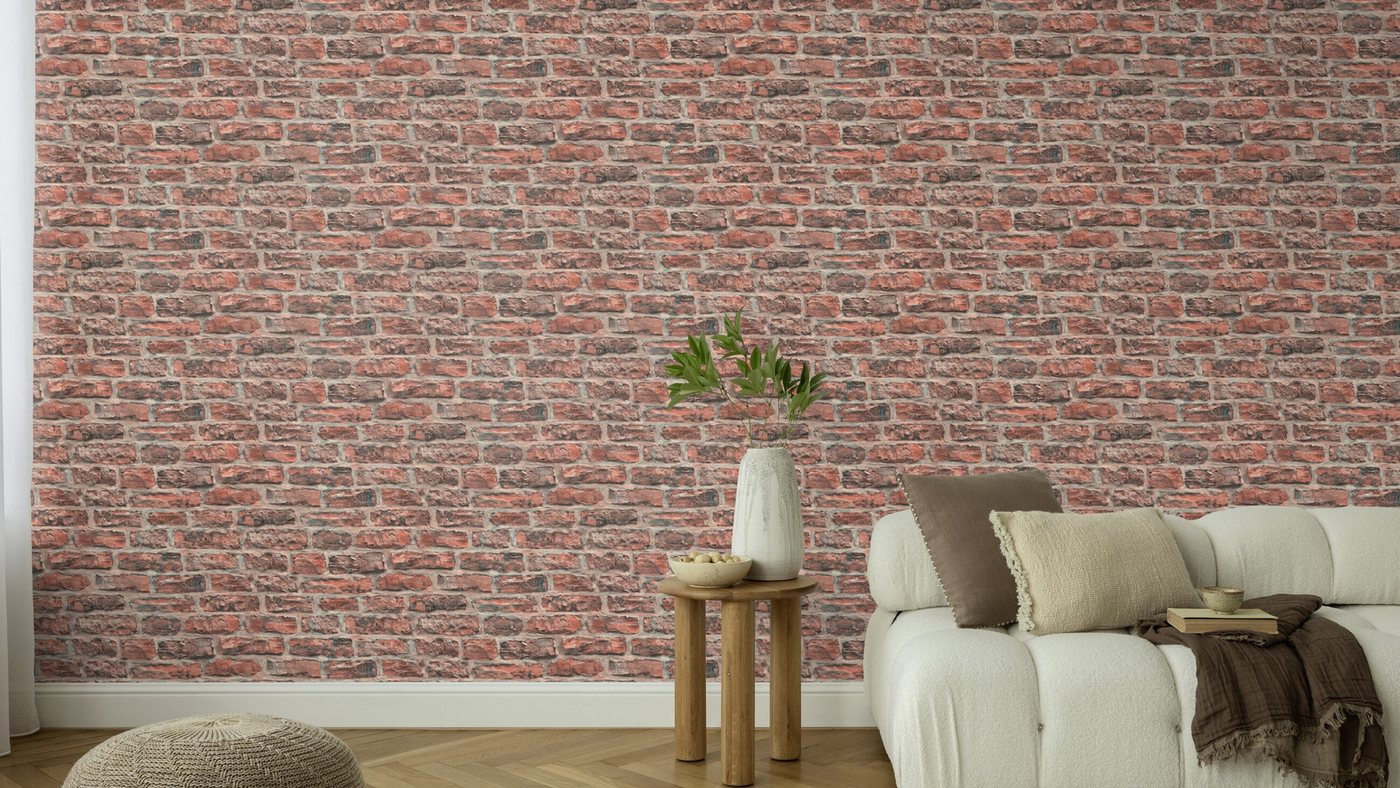 Rasch Vliestapete Steinoptik 3D in Rot und Grau - Brick - Kollektion Factory VI, strukturiert, Steinoptik, Ziegel, Mauer, Mauerwerk, (1 Rolle, 1 St) Bild 5