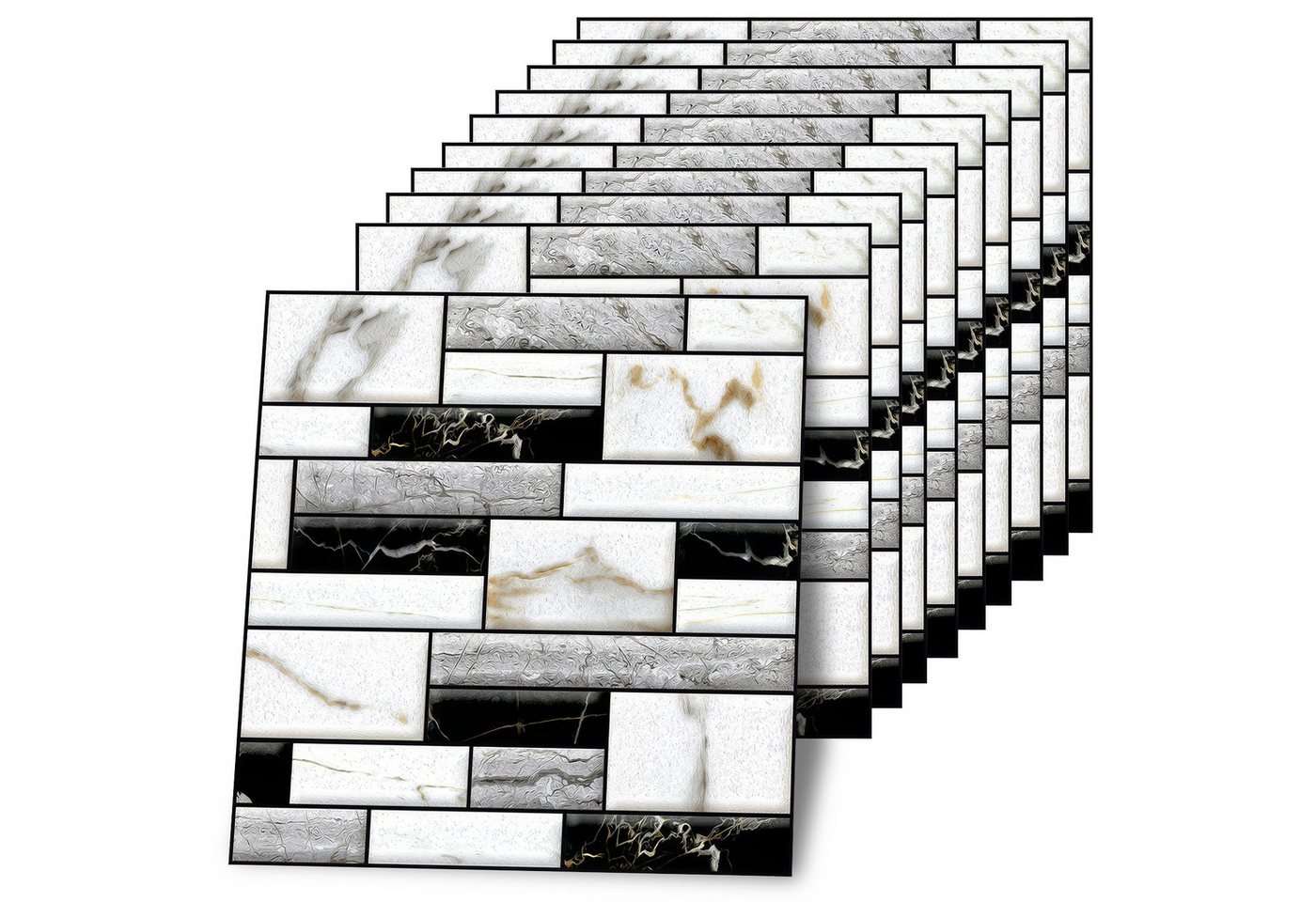 BlingBin 3D Wandpaneel 10 Stück Selbstklebend Tapete Wandaufkleber Steinoptik, 0,09 qm, (10er Set, 10-tlg., 30*30cm) wasserfest, einfache Selbstmontage für Badezimmer Schlafzimmer Küche Bild 2