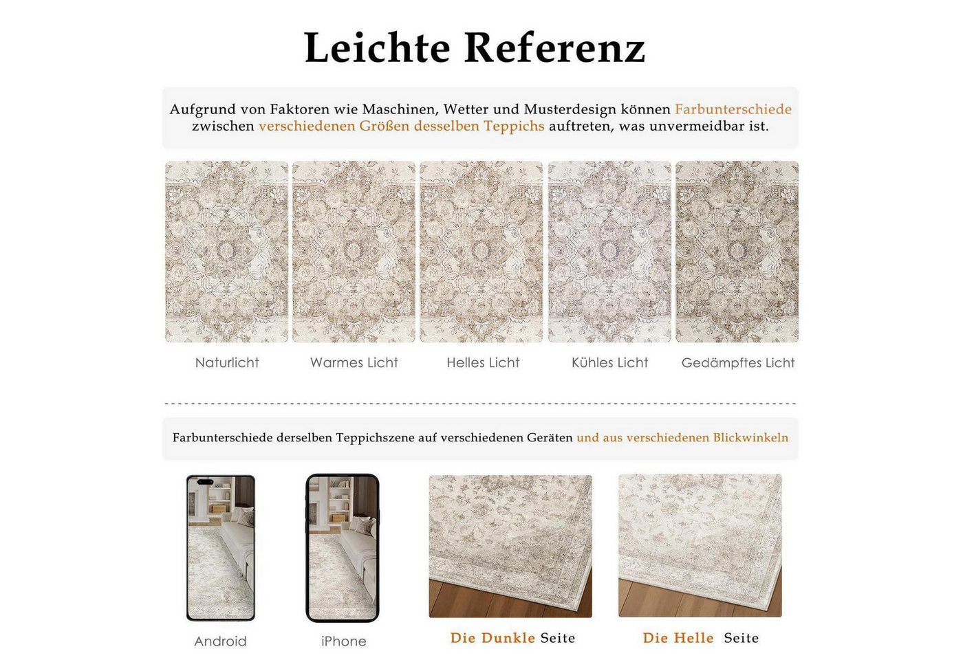 LuxusKollektion Läufer Teppich Läufer 80x300cm Vintage Beige Waschbar, rechteckig, Höhe: 5 mm Bild 3