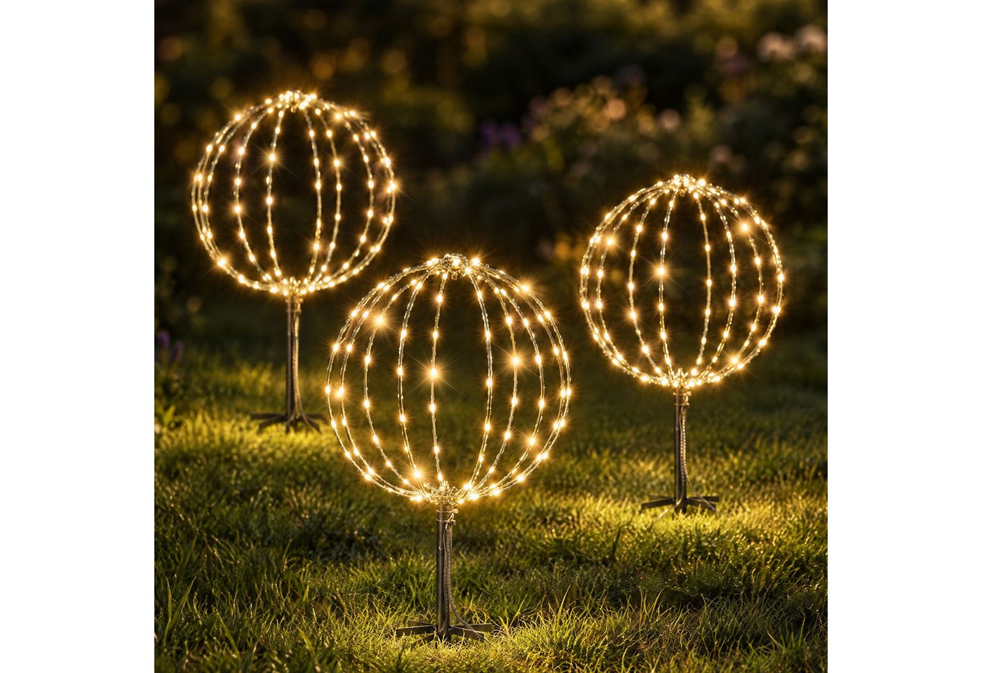 Salcar LED Kugelleuchte LED Garten Weihnachtsdeko Außen Kugel Lichter Ø30cm Leuchtkugel Metall, LED fest integriert, Weihnachtsbeleuchtung mit Timer, Speicherfunktion, 8 Modi, 3 Stück Bild 5
