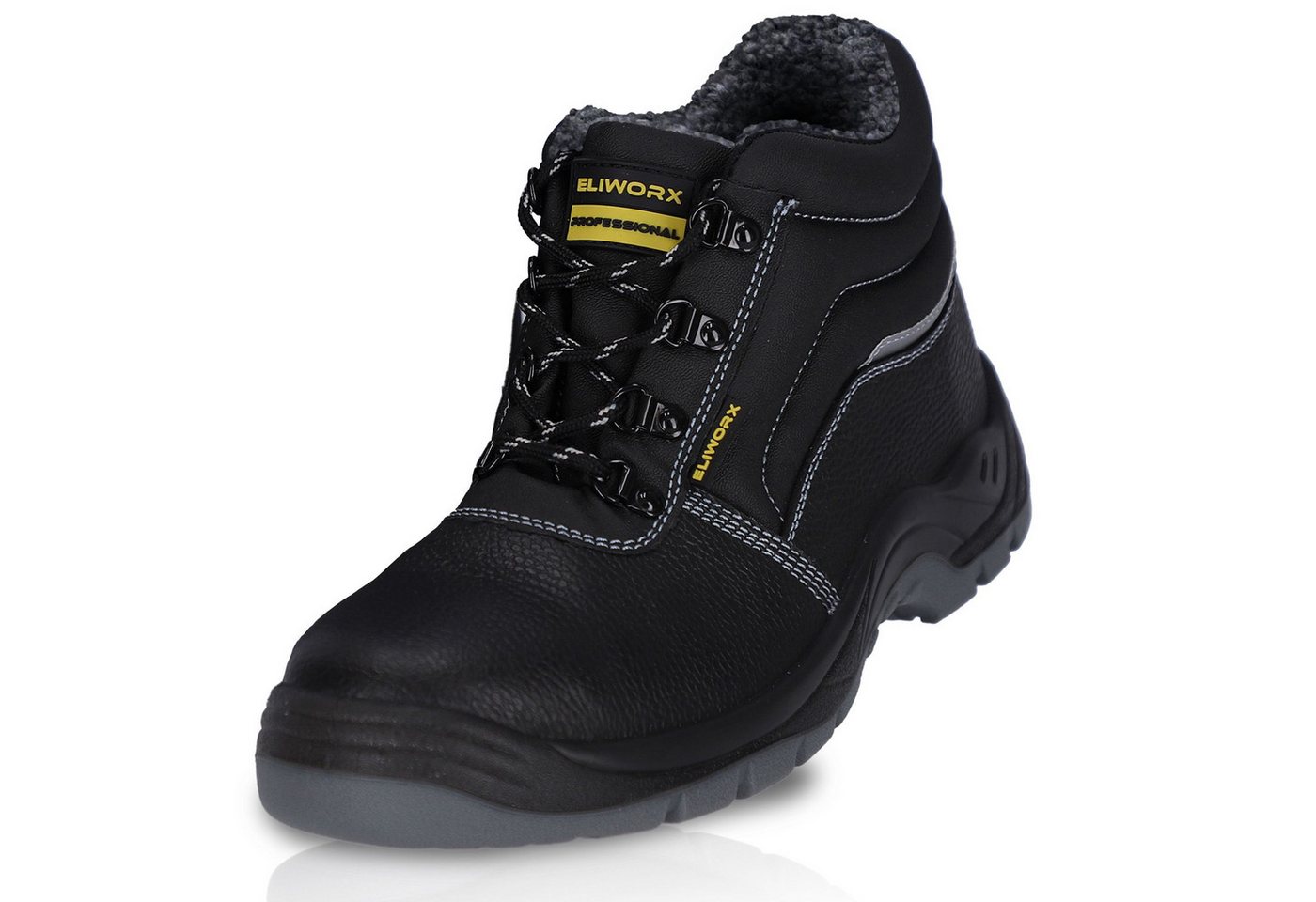 ELIWORX S3 SR Winter Schuh mit Stahlkappe - echtes Leder, Arbeitsschuhe Herren Sicherheitsschuh Nach EN ISO 20345:2022 - Gefüttert - Durchtrittsicher - Rutschhemmend Bild 2