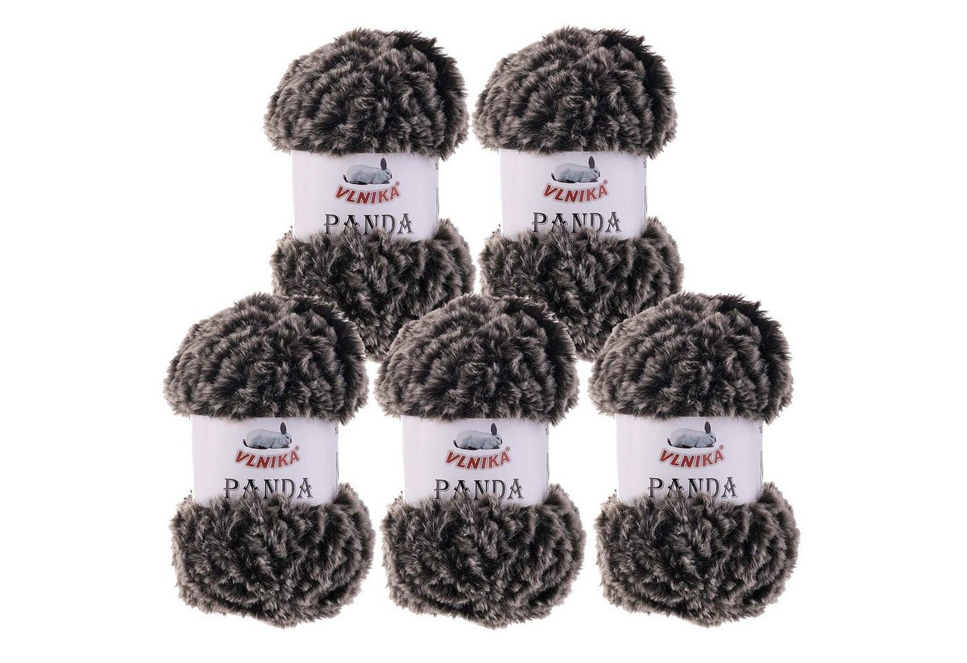 VLNIKA 500g Strickgarn Panda Häkelwolle, 330 m, 034 mausgrau-schwarz