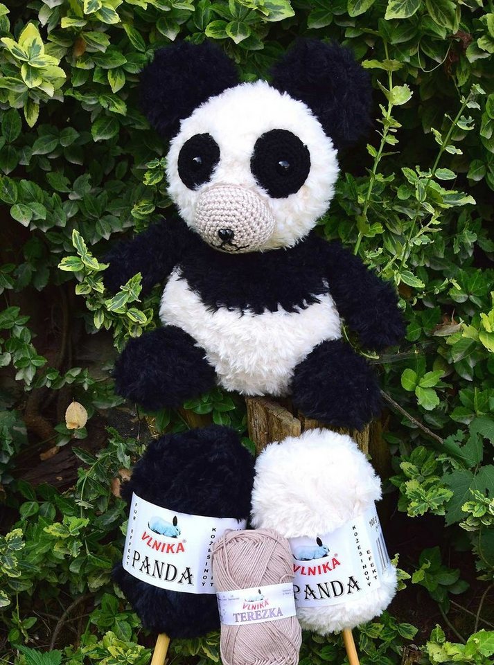 VLNIKA 500g Strickgarn Panda Häkelwolle, 330 m, 034 mausgrau-schwarz Bild 2