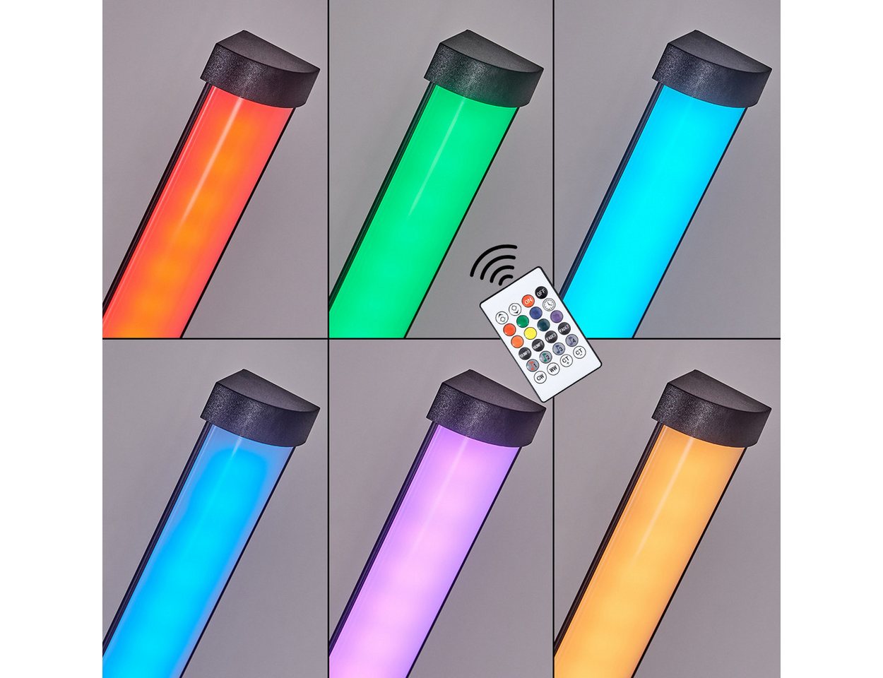 hofstein Stehlampe Stehlampe aus Metall/Kunststoff in Schwarz/Weiß, LED wechselbar, Stehleuchte mit Farbwechsler, Fußschalter, Fernbedienung, Kelvin CCT Bild 2