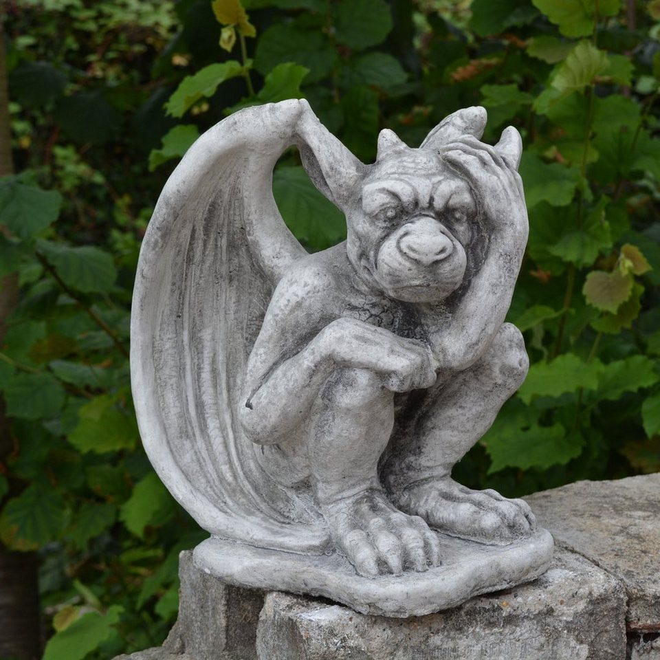 gartendekoparadies.de Gartenfigur Gargoyle Statue der Wächter, Steinfigur, H. 27 cm, 7 kg, Frostsicher Bild 3