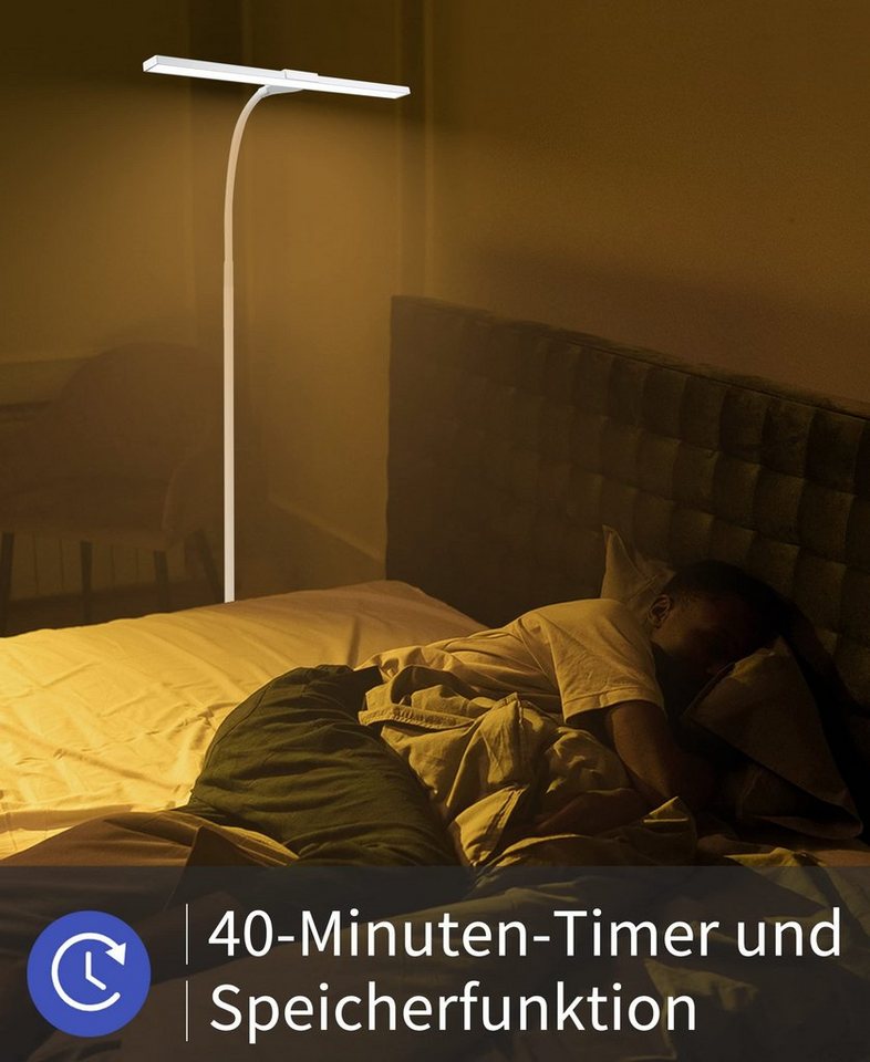 ZMH LED Stehlampe Wohnzimmer dimmbar Modern Schwarz/Weiß Stehleuchte Schlafzimmer Flur, dimmbar, LED fest integriert, Warmweiß-Neutralweiß, 10W,Touch-Dimmer,40-Min-Timer,Nachtlicht für Treppenhaus Arbeitszimmer Bild 5