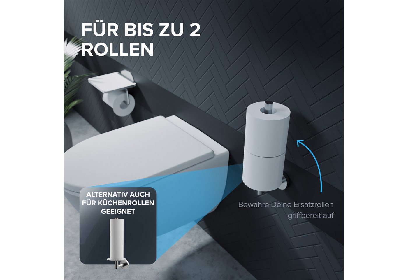 ovimar Toiletten-Ersatzrollenhalter Skodsbol (1-St), aus Edelstahl in Silber zur Zum Bohren Bild 3