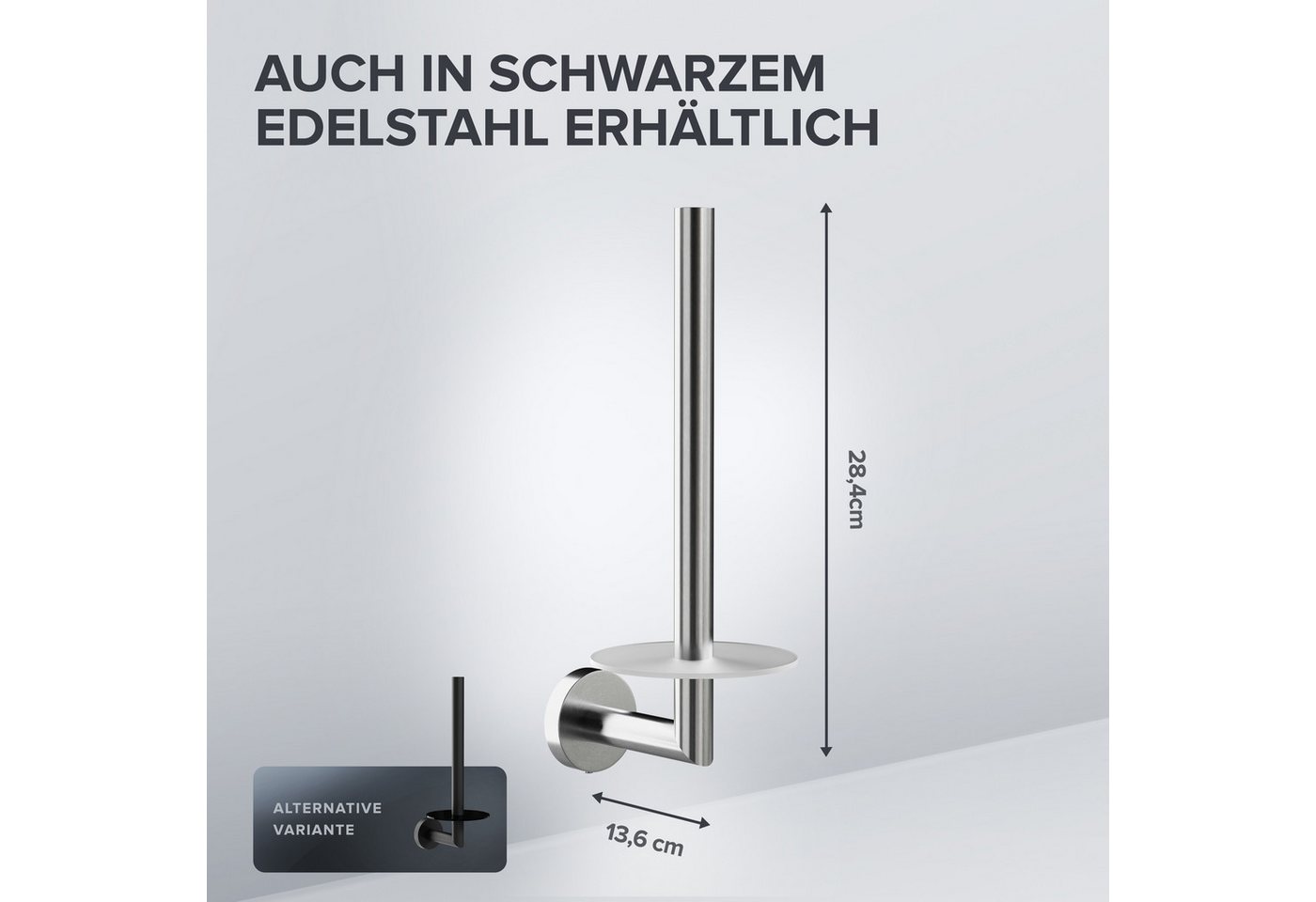 ovimar Toiletten-Ersatzrollenhalter Skodsbol (1-St), aus Edelstahl in Silber zur Zum Bohren Bild 5