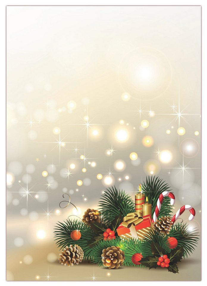 LYSCO Briefpapier Motivpapier Weihnachten und Advent DIN A4, gut beschreibbar, weihnachtliches Flair, für alle Drucker geeignet.