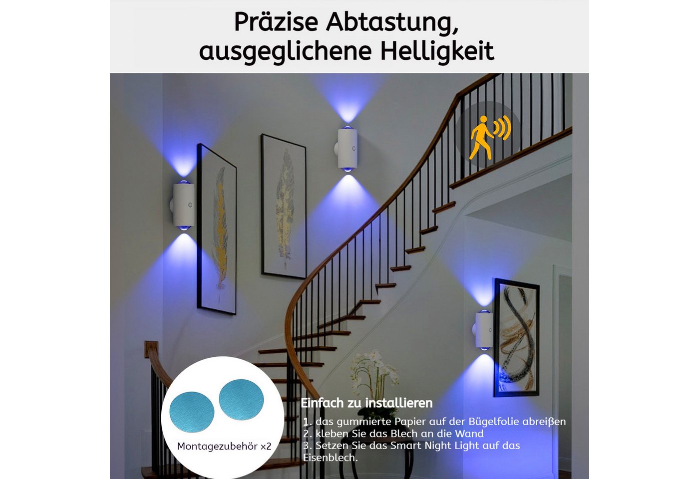 Detrida LED Würfel Akku Wandleuchte mit Bewegungsmelder Wandlampe RGB Up Down Wandlicht, USB-Wiederaufladbare, Batterie Batteriebetrieben Flur Treppen Wandbeleuchtung, RGB Farbwechsel, Innen Strahler Leuchten für Treppe, Flur, Wohnzimmer, Schlafzimmer Bild 4