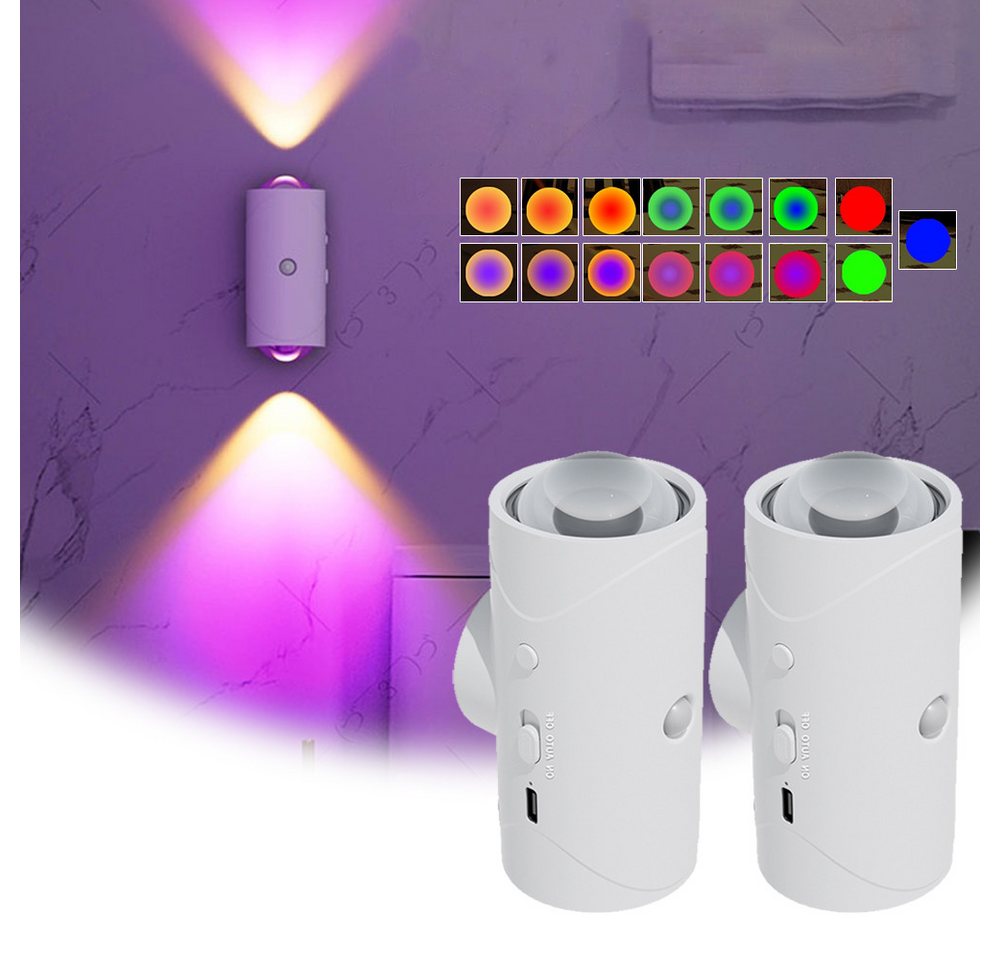 Detrida LED Würfel Akku Wandleuchte mit Bewegungsmelder Wandlampe RGB Up Down Wandlicht, USB-Wiederaufladbare, Batterie Batteriebetrieben Flur Treppen Wandbeleuchtung, RGB Farbwechsel, Innen Strahler Leuchten für Treppe, Flur, Wohnzimmer, Schlafzimmer Bild 5