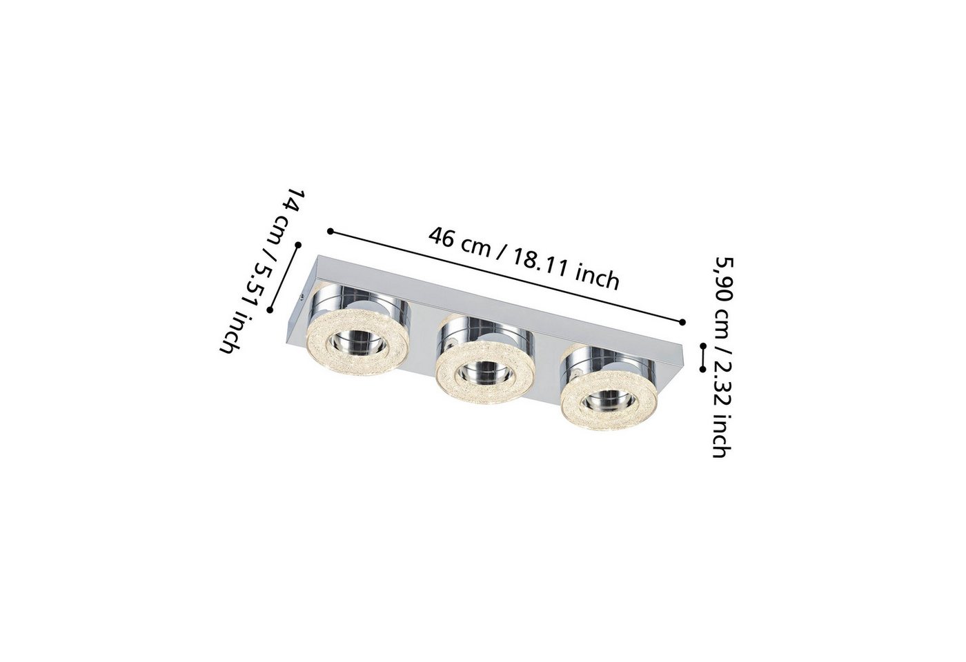EGLO LED Deckenleuchte Fradelo, Leuchtmittel inklusive, Deckenlampe, Deckenleuchte, Wohnzimmerlampe, Schlafzimmerlampe, L46 cm Bild 2