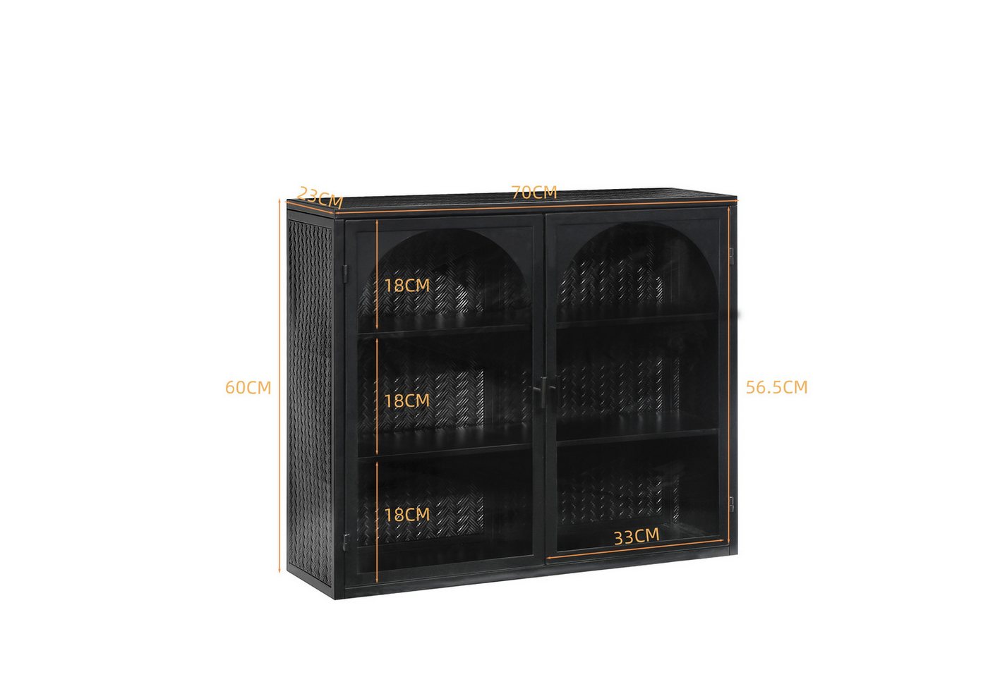 FANNOU Hängeschrank mit dreistufiger Lagerung, 70 x 60 x 23 cm Glastüren Moderner zweitüriger Wandschrank für Eingangsbereich, Küchen Bild 2