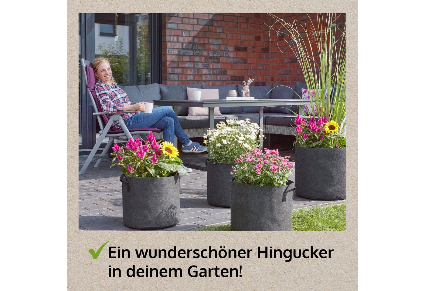 Zooprinz Pflanzkübel Pflanzsäcke 6er Set je 30 Liter, Vliesstoff 260 g/m² (6 St), 260 g/m² Vliesstoff, Wasserabfluss, UV- und witterungsbeständig Bild 2