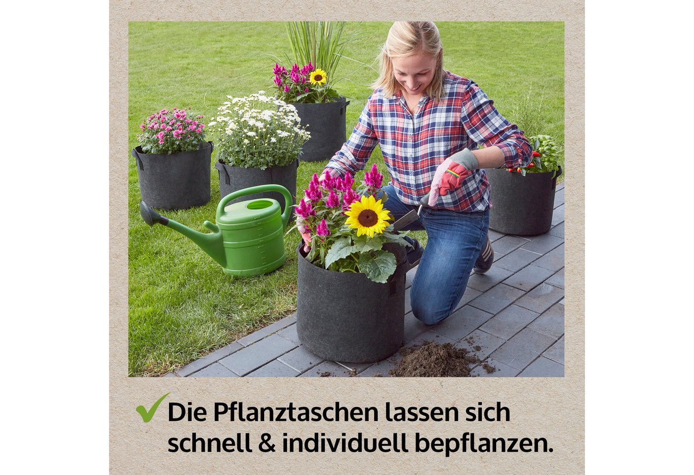Zooprinz Pflanzkübel Pflanzsäcke 6er Set je 30 Liter, Vliesstoff 260 g/m² (6 St), 260 g/m² Vliesstoff, Wasserabfluss, UV- und witterungsbeständig Bild 5