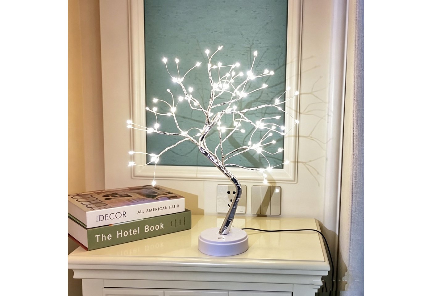 MOPUEA Dekolicht LED Dekolicht Bonsai Baumlampe 108 LEDs USB Tischlampe Dekoration, 108 LEDs flexibel USB Batterie Touch warm dekorativ Bild 4
