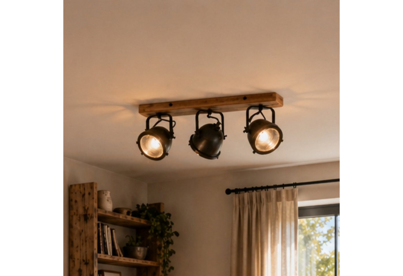 Lightbox Deckenstrahler, ohne Leuchtmittel, 3 flammiger Deckenstrahler im Vintage Look - Industrial Deckenleuchte