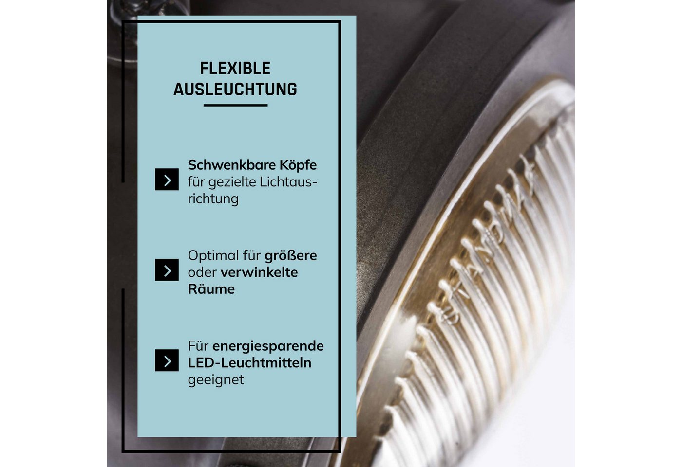 Lightbox Deckenstrahler, ohne Leuchtmittel, 3 flammiger Deckenstrahler im Vintage Look - Industrial Deckenleuchte Bild 2