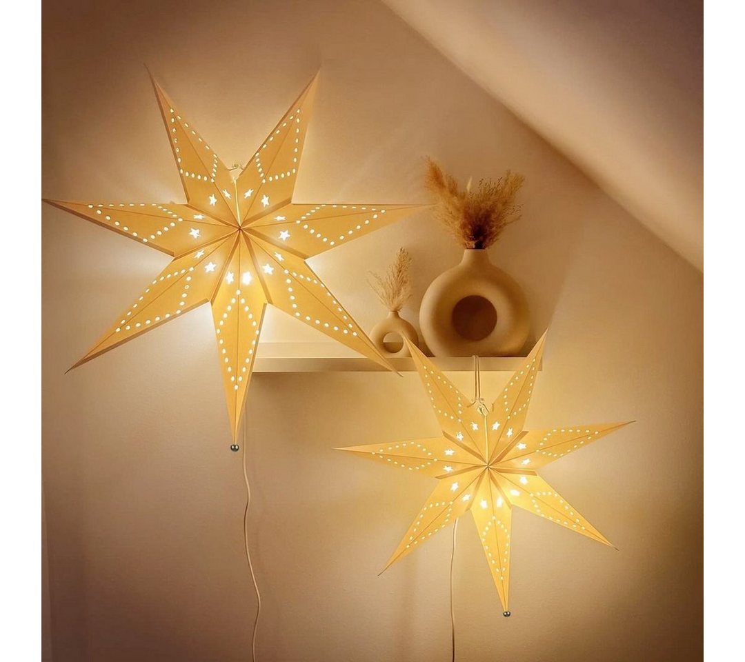Salcar Papierstern LED Papierstern Weihnachtsstern Beleuchtet Sternenlicht, LED Weihnachtsdeko, 75cm Warmweiß Bild 3