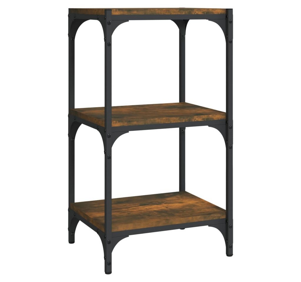 furnicato Bücherregal 40 x 33 x 70,5 cm Räuchereiche mit Stahlrahmen, 1-tlg., Industrie-Regal mit 3 Ablagen als TV-Schrank für das Wohnzimmer
