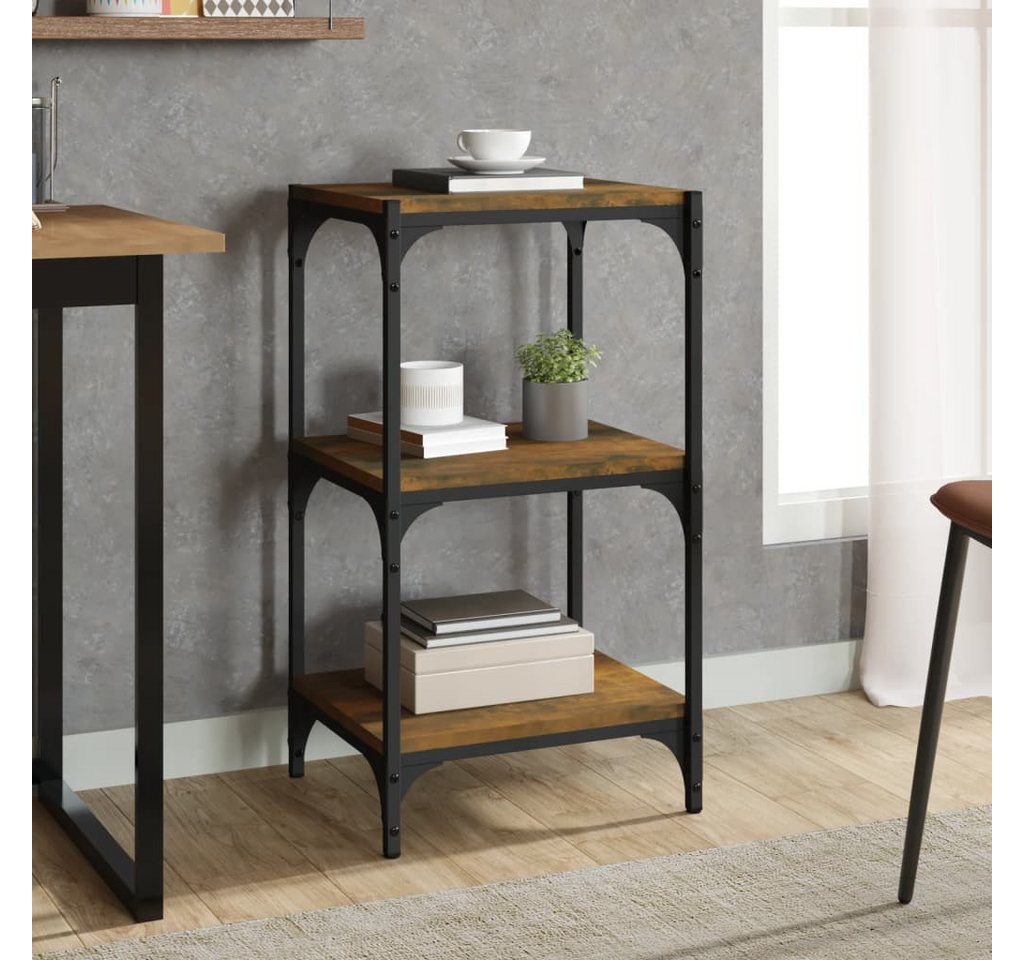 furnicato Bücherregal 40 x 33 x 70,5 cm Räuchereiche mit Stahlrahmen, 1-tlg., Industrie-Regal mit 3 Ablagen als TV-Schrank für das Wohnzimmer Bild 4