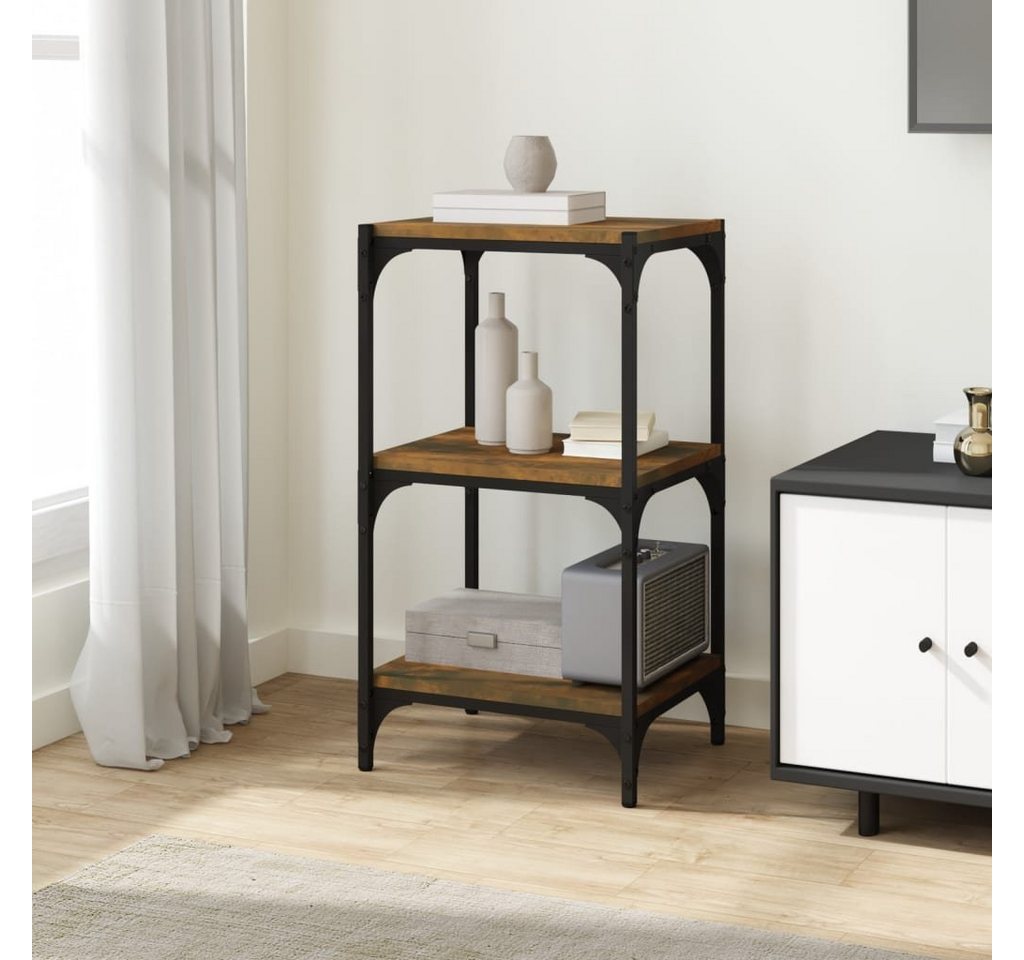 furnicato Bücherregal 40 x 33 x 70,5 cm Räuchereiche mit Stahlrahmen, 1-tlg., Industrie-Regal mit 3 Ablagen als TV-Schrank für das Wohnzimmer Bild 5