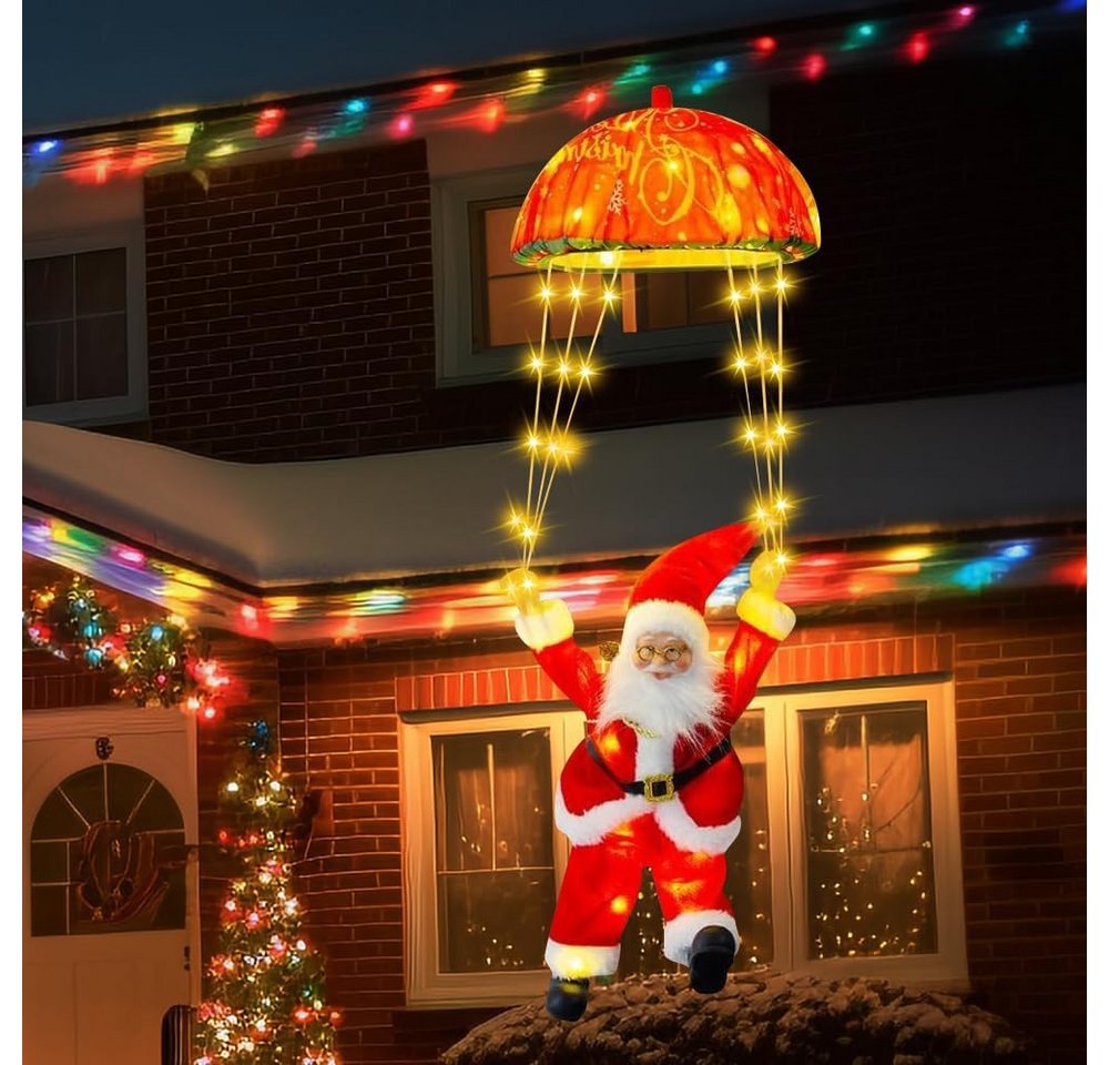 FELIXLEO LED Kugelleuchte Weihnachtsmann Lichterkette Fallschirm 70 LEDs, Warmweiß mit Timer Bild 5