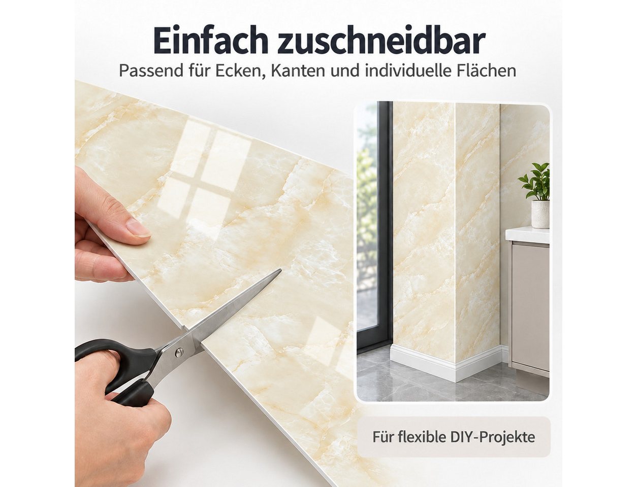 JASLIFE Fliesenaufkleber Marmoroptik (Set, 10 St), selbstklebend