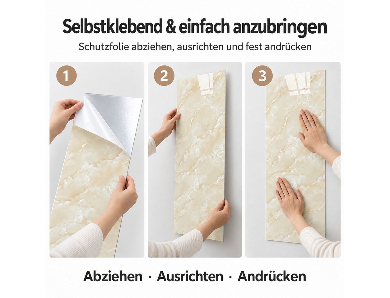 JASLIFE Fliesenaufkleber Marmoroptik (Set, 10 St), selbstklebend Bild 4